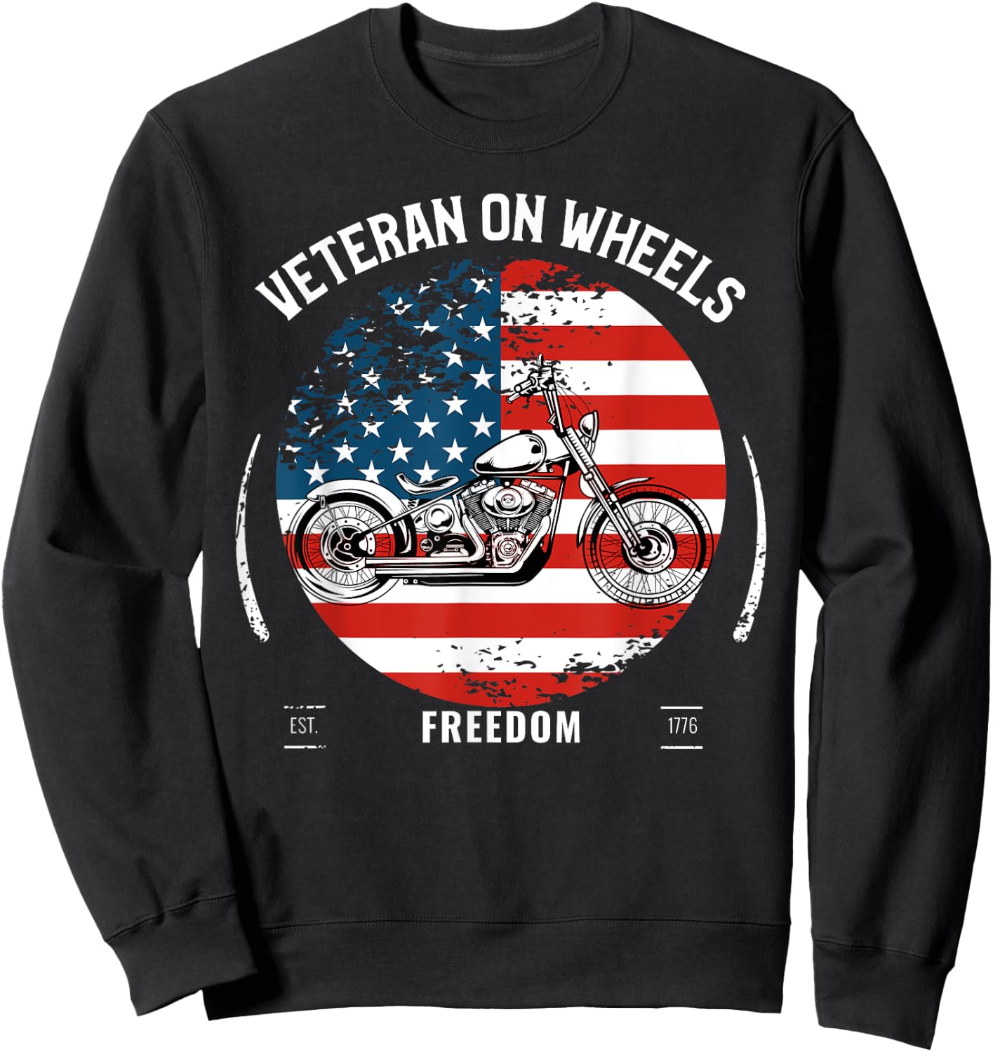 Military Veteran Biker Military Motorcycle Rider Gift Sweatshirt - Sweatshirt | Black