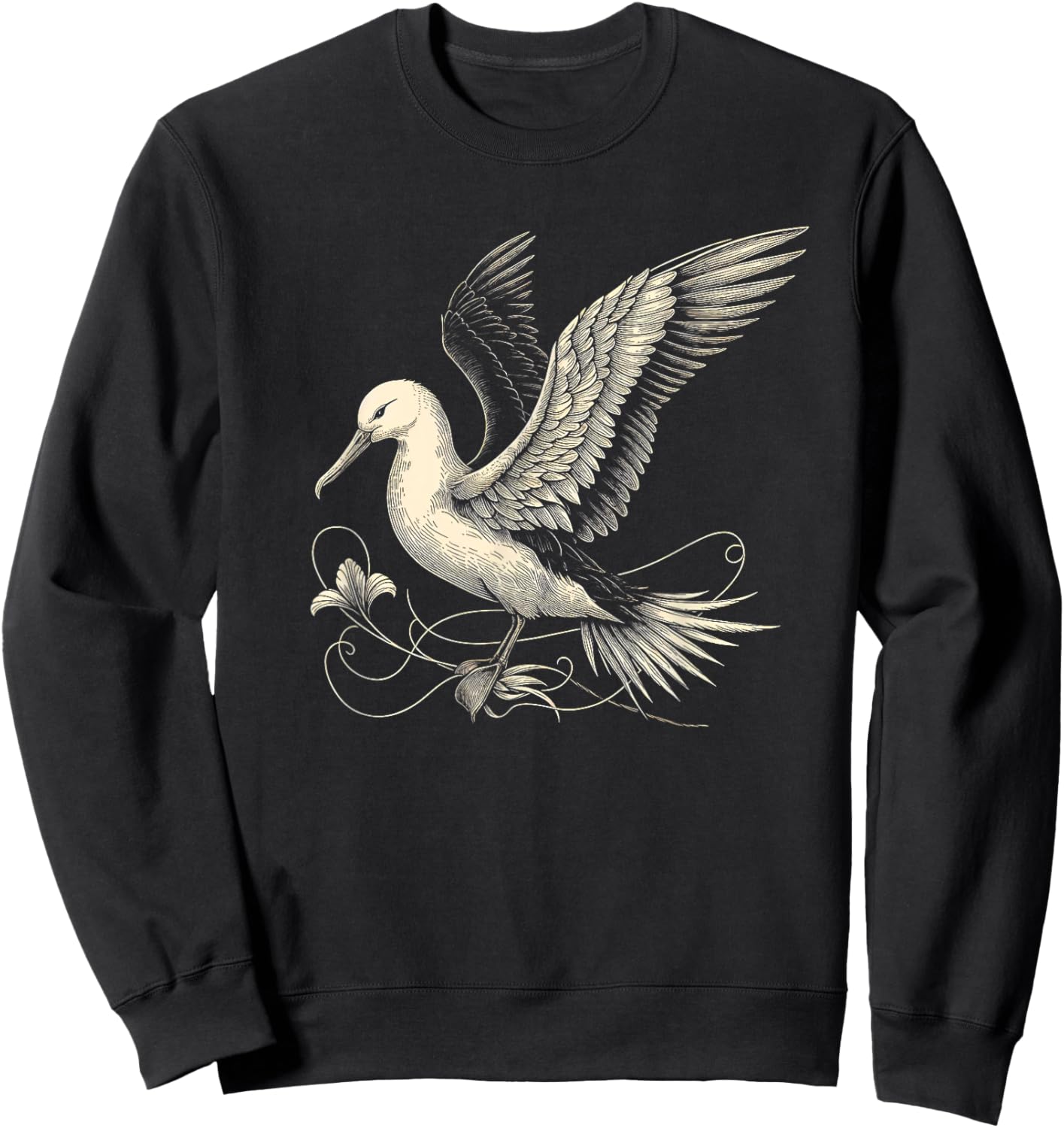 Albatross Graphic Art Design And Men Sweatshirt - Sweatshirt | Black