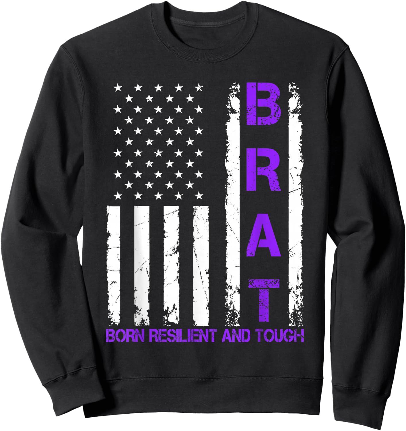 Military Child US Flag Born Resilient And Tough BRAT Sweatshirt - Sweatshirt | Black