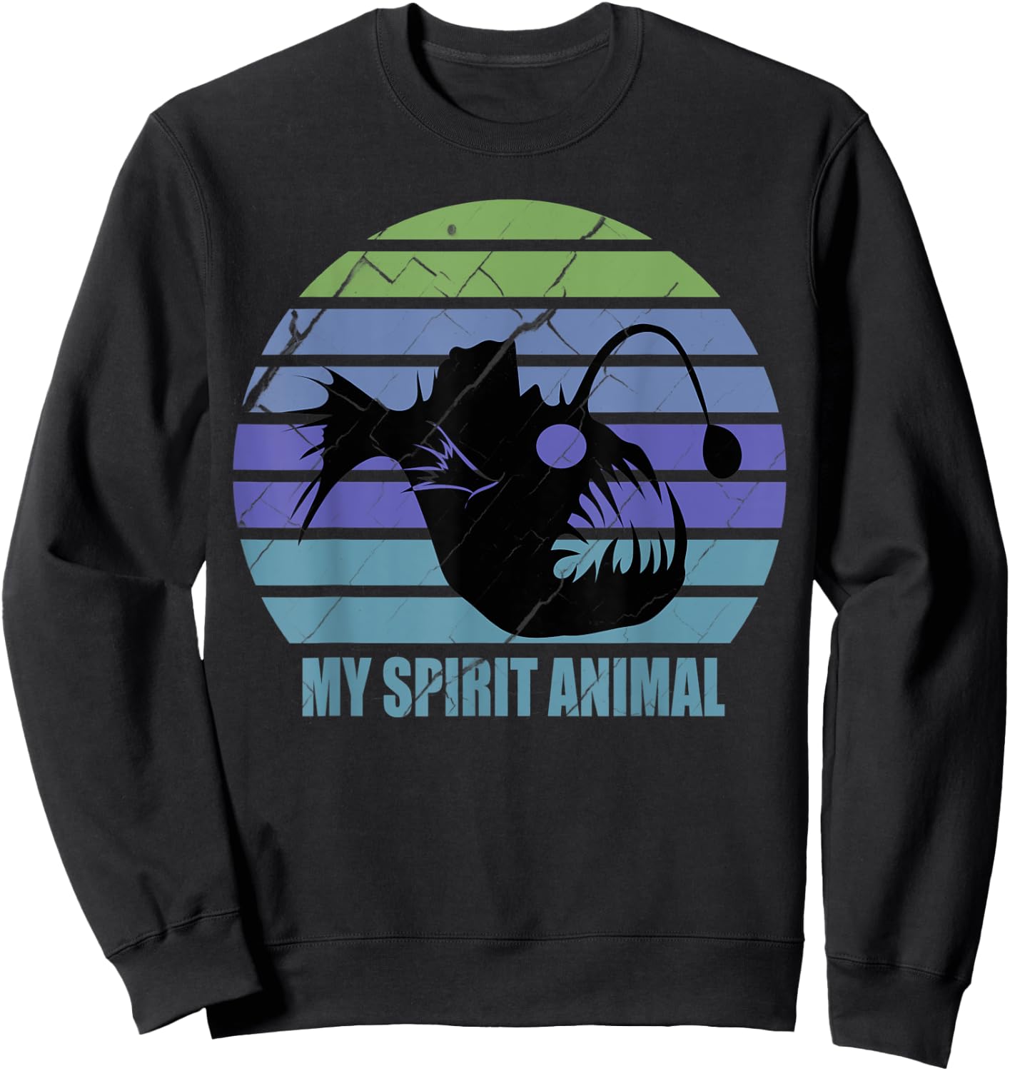 Funny Angler Fish My Spirit Animal Sarcastic Retro Vintage Sweatshirt - Sweatshirt | Black