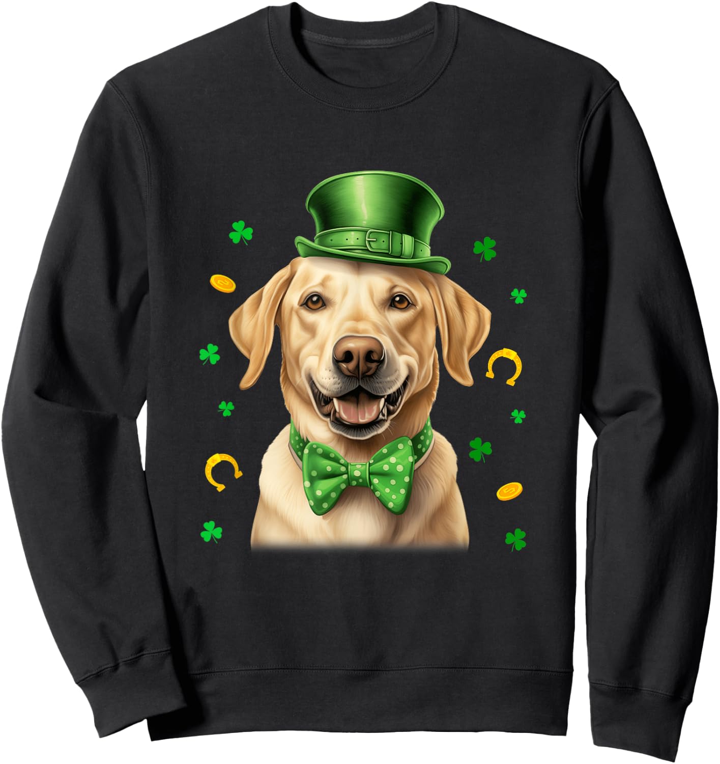 Labrador St Patricks Day Leprechaun Shamrock Irish Sweatshirt - Sweatshirt | Black