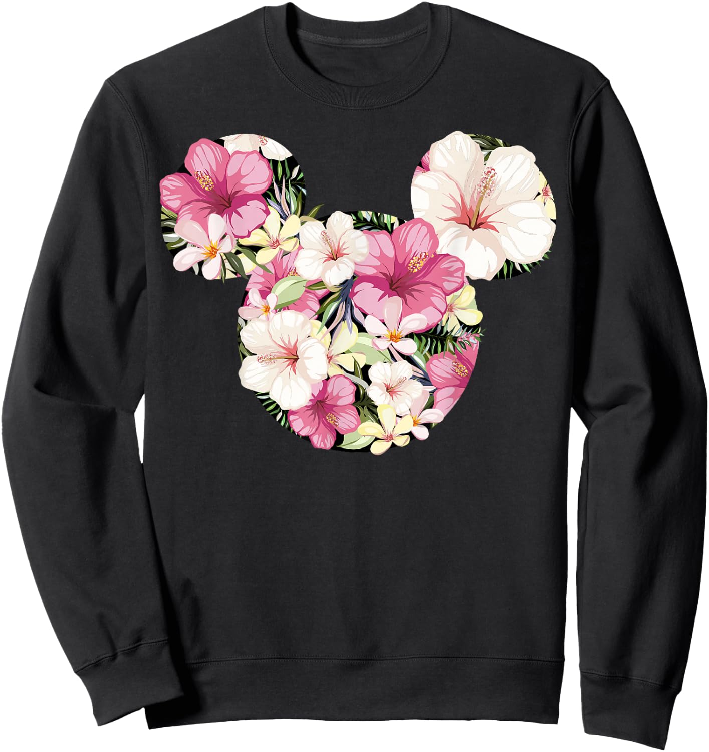 Disney Mickey and Friends Tropical Floral Print Silhouette Sweatshirt - Sweatshirt | Black