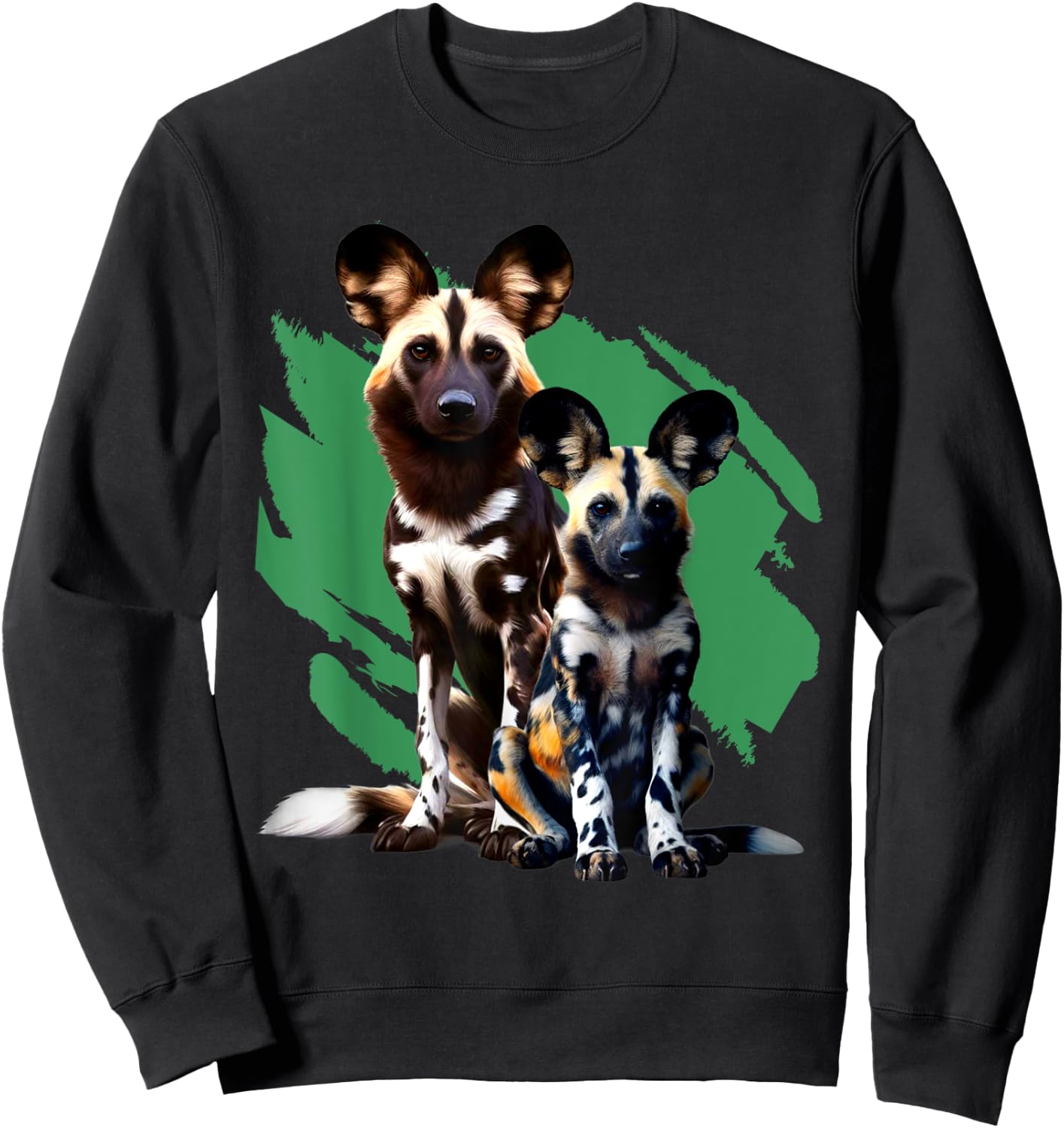 African Painted Wild Dogs Puppy Wild Dog Lovers Design Sweatshirt - Sweatshirt | Black