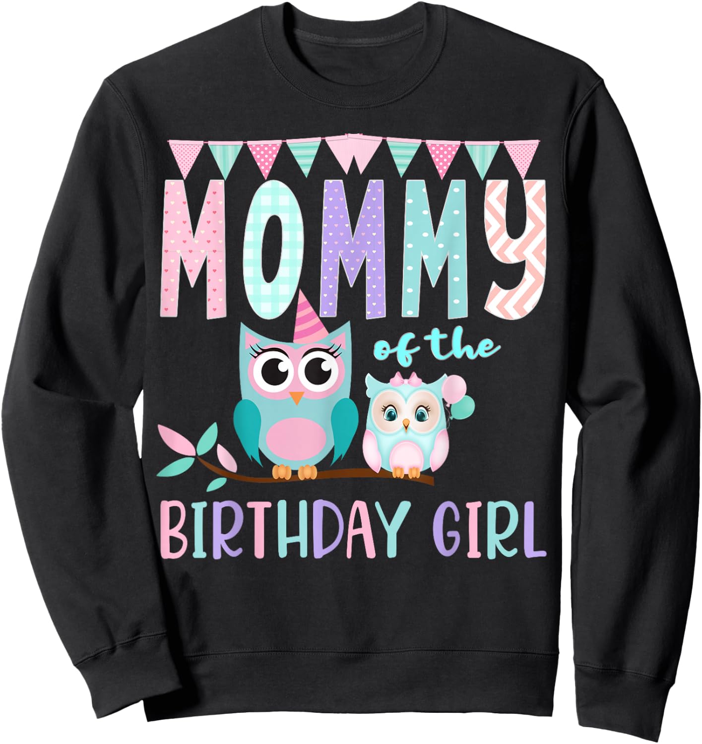 Owl Birthday Party Matching Group Sweatshirt - Sweatshirt | Black