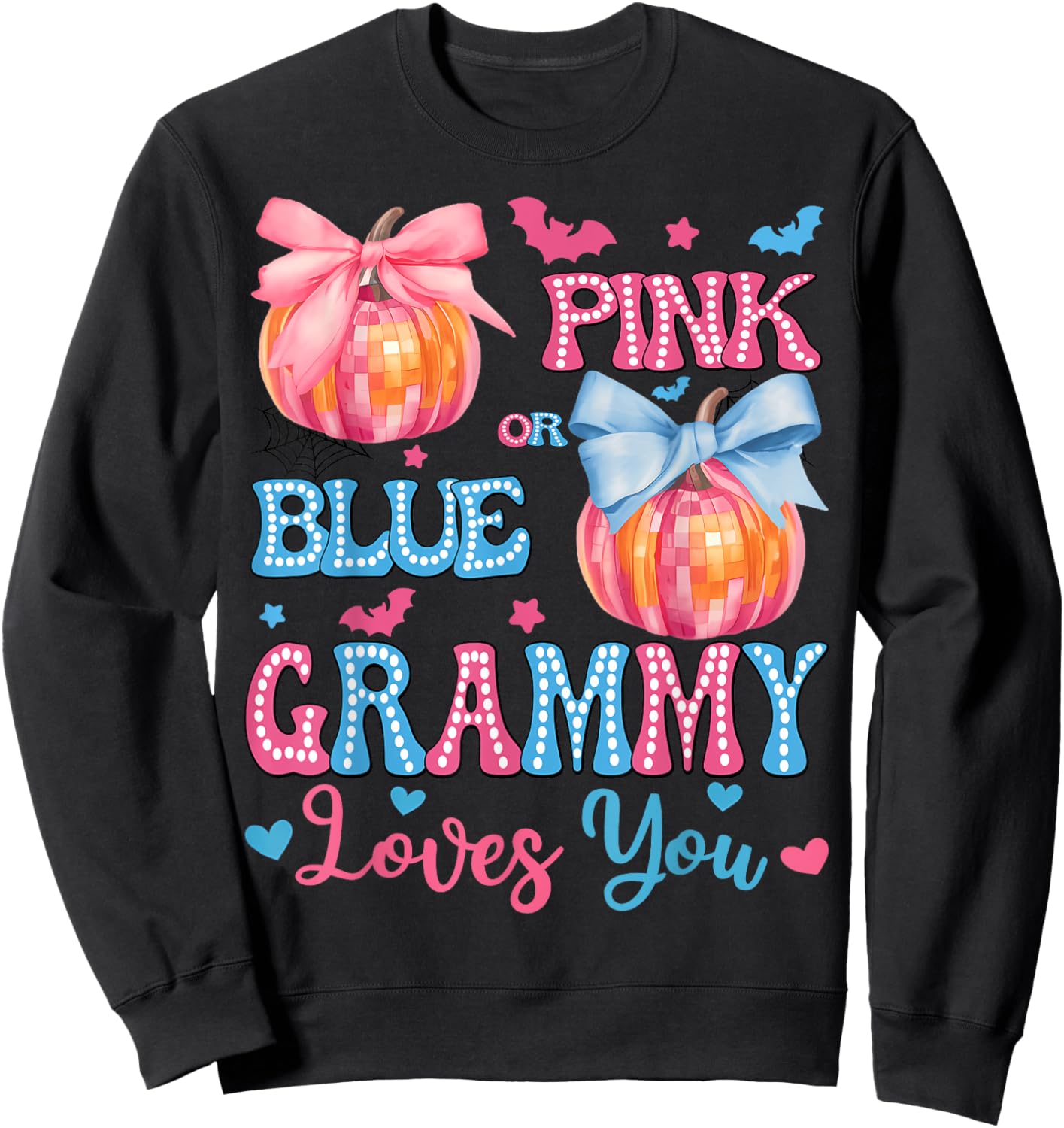Pink or Blue Grammy Loves You Gender Reveal Halloween Sweatshirt - Sweatshirt | Black