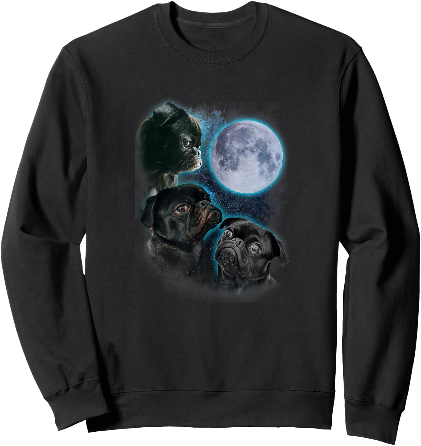 Three pug moon Sweatshirt - Sweatshirt | Black