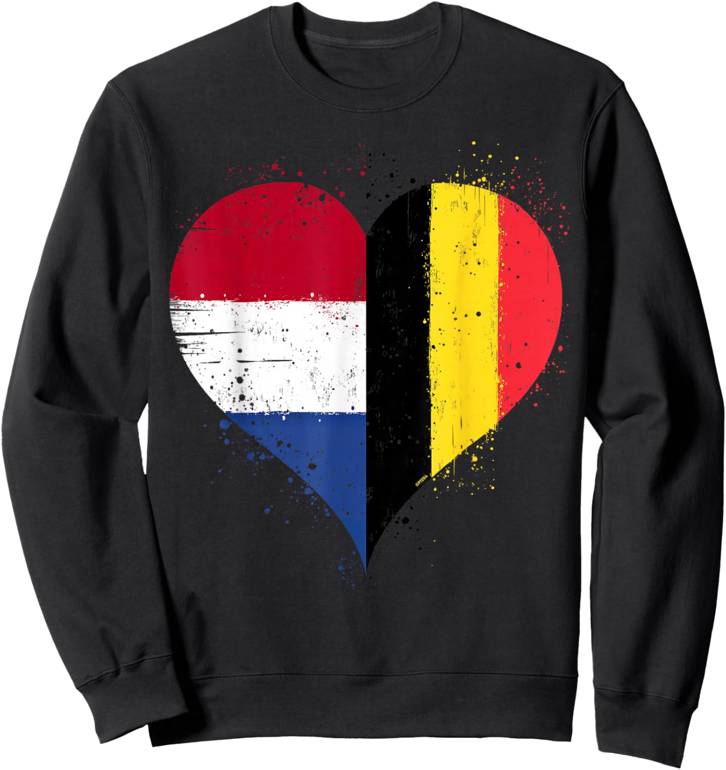 Cool Belgium Netherlands Flag Heart for Belgian Dutch Pride Sweatshirt - Sweatshirt | Black