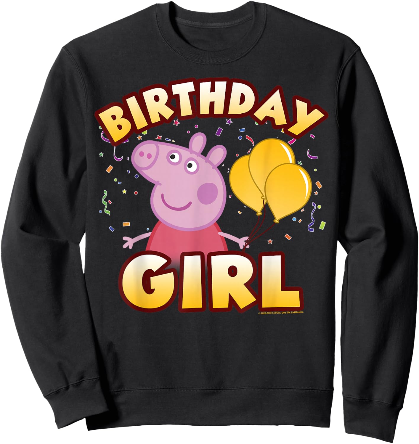 Peppa Pig Birthday Girl Confetti Celebration Small Sweatshirt - Sweatshirt | Black