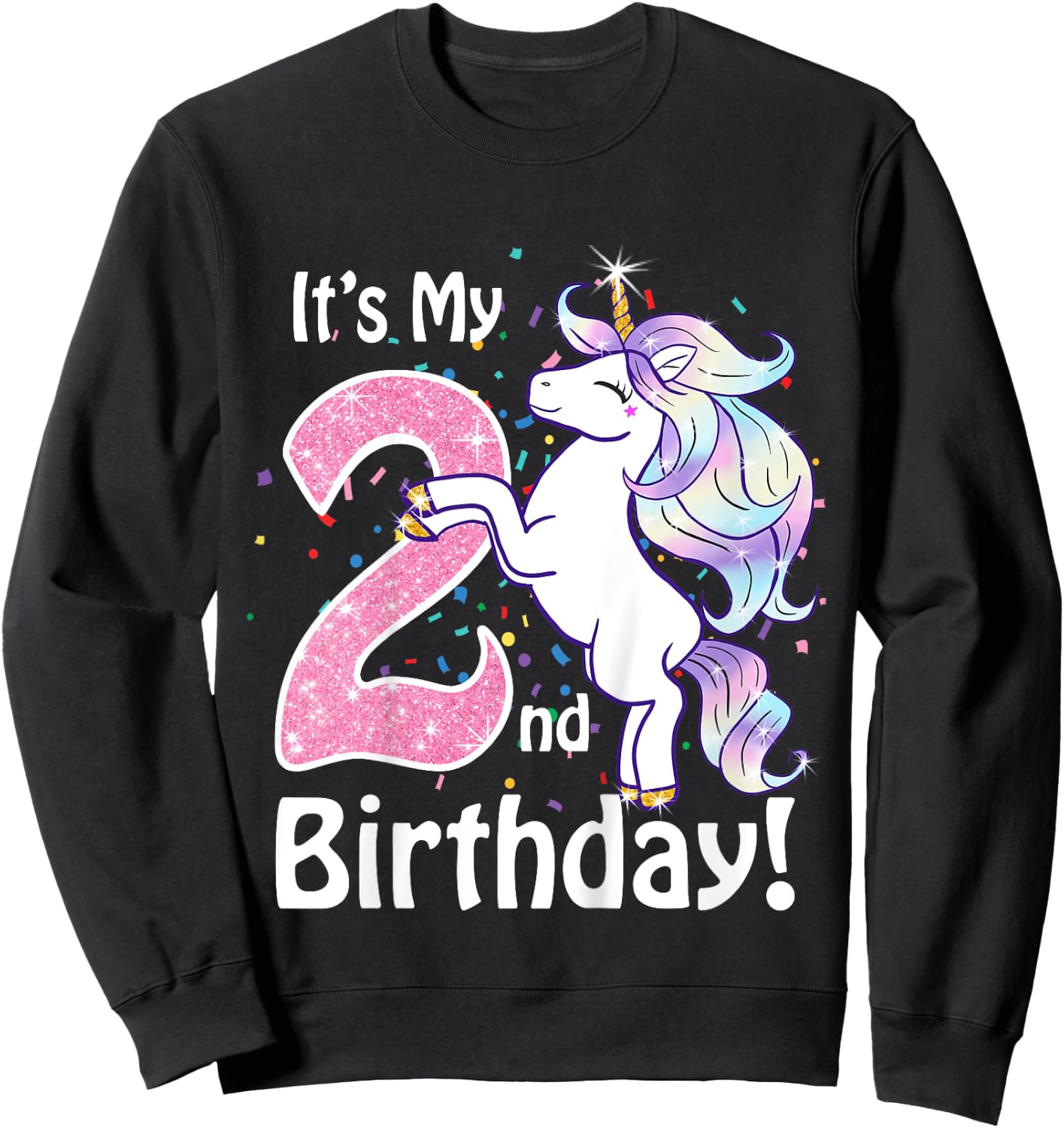 Its My 2nd Birthday Unicorn Outfits for toddler girls gift Sweatshirt - Sweatshirt | Black