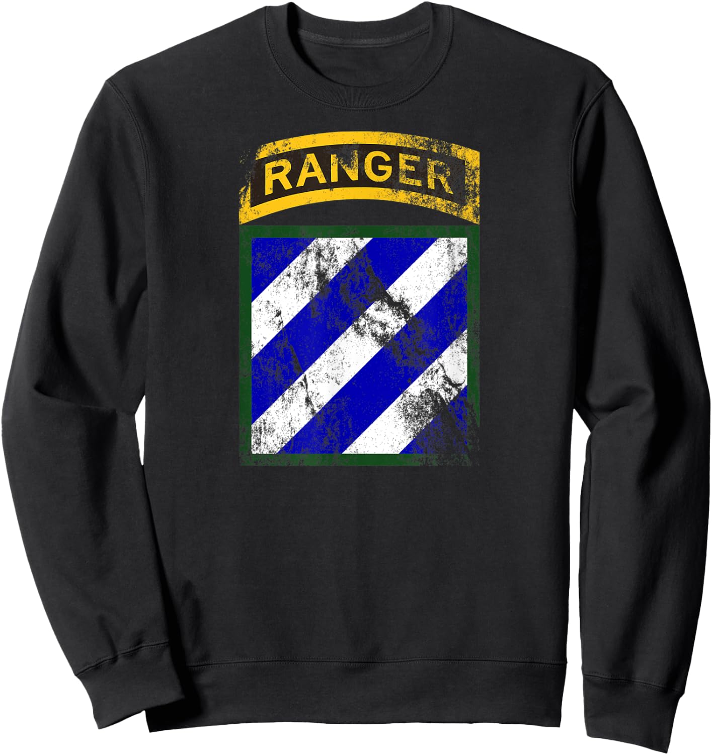 3rd Infantry Division (ID) Patch with Ranger Tab Distressed Sweatshirt - Sweatshirt | Black