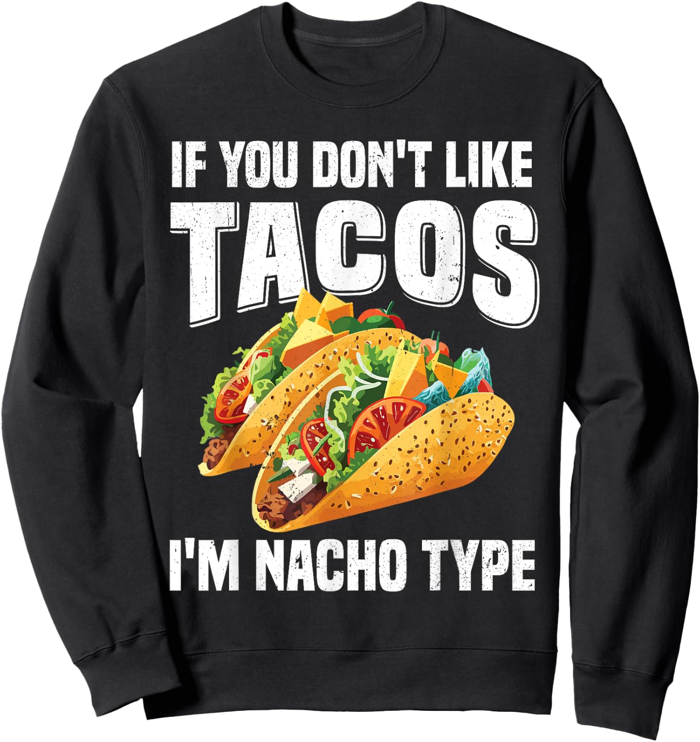 Cute Taco Design Women Kids Mexican Food Taco Lover Sweatshirt - Sweatshirt | Black