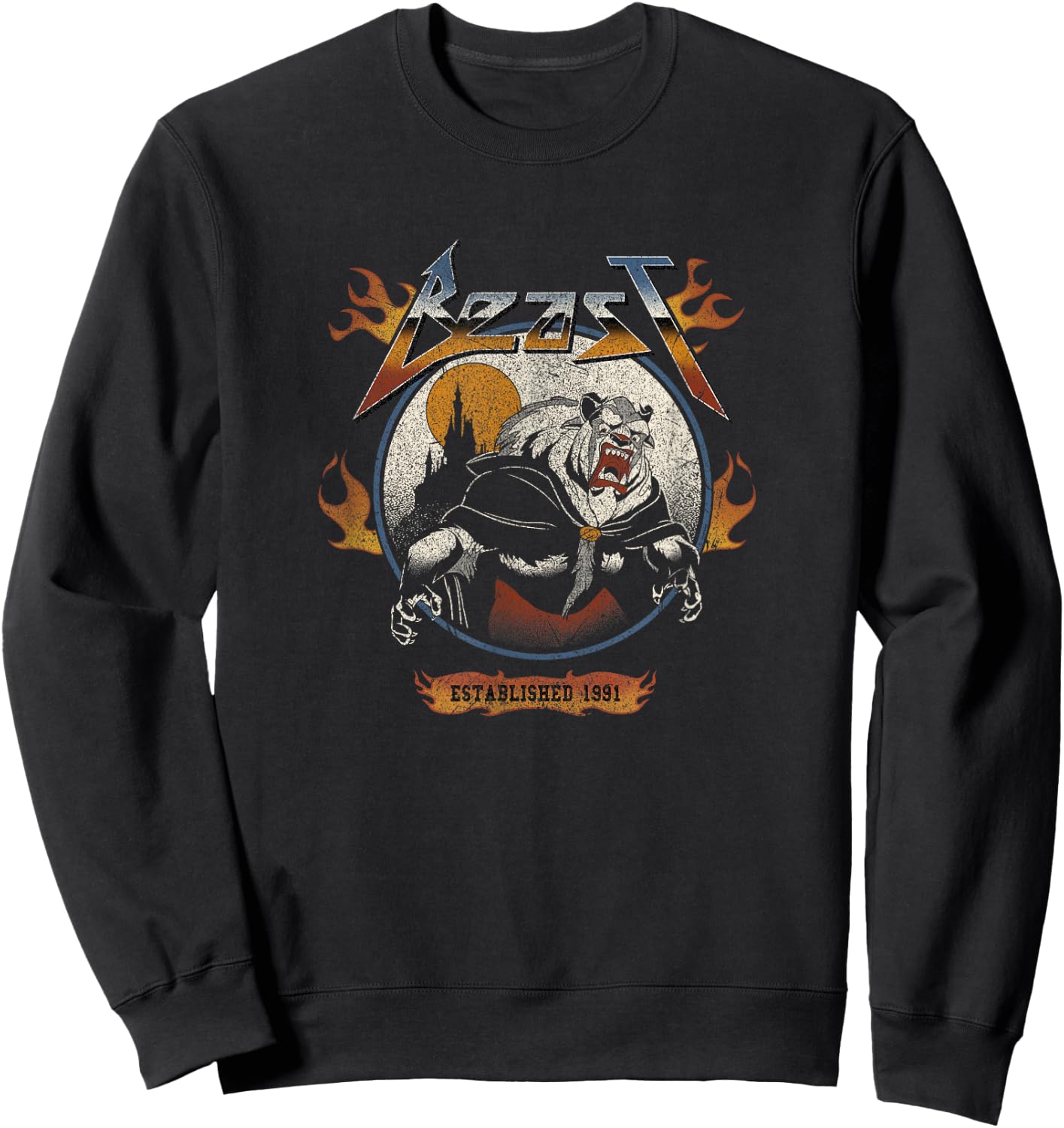 Disney Beauty And The Beast Beast Metal Circle Roar Sweatshirt - Sweatshirt | Black