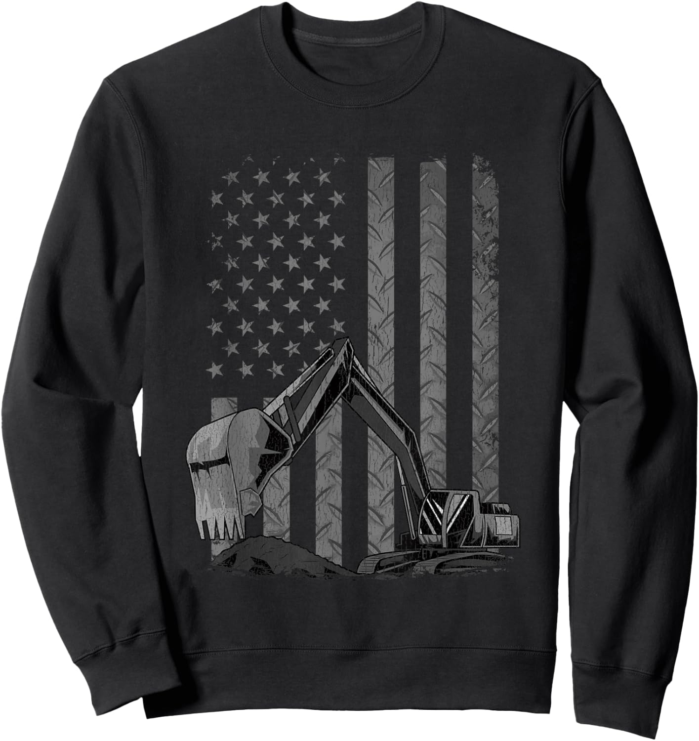 Patriotic Construction Worker Excavator Operator Digger Cool Sweatshirt - Sweatshirt | Black