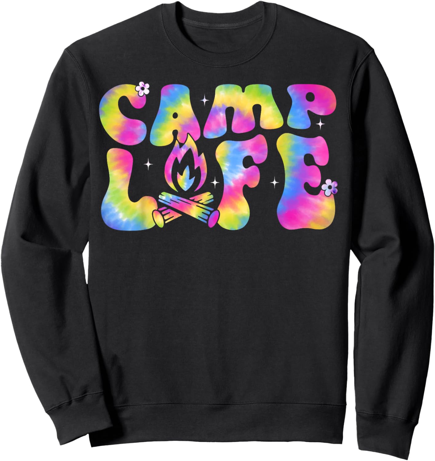 Summer Camp Life Camping Summer Tie Dye Groovy Men Women Sweatshirt - Sweatshirt | Black