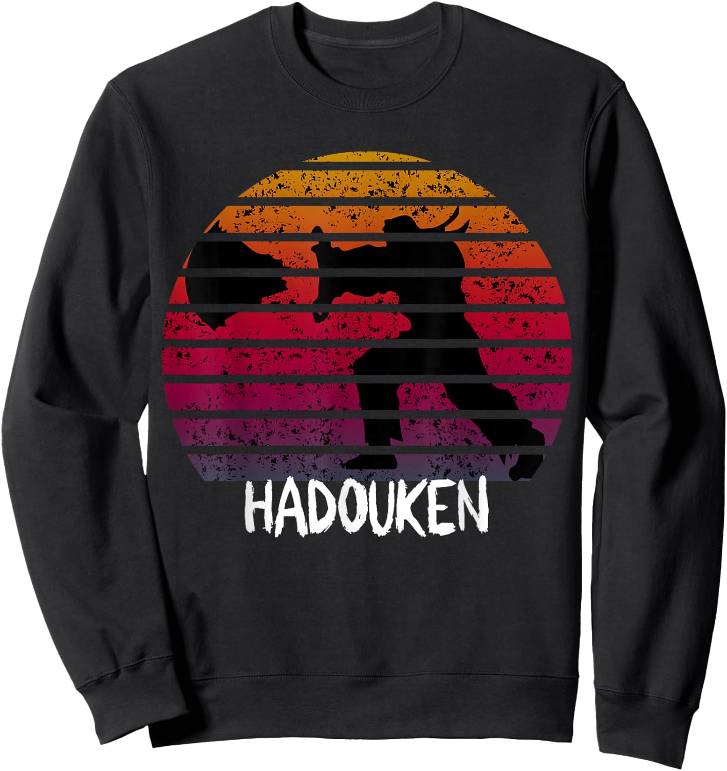 Retro Vintage Hadouken Fighter Sweatshirt - Sweatshirt | Black