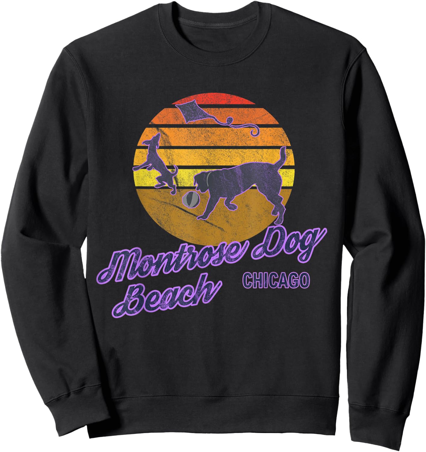 Montrose Dog Beach Chicago Illinois USA Dog Walkers Sweatshirt - Sweatshirt | Black
