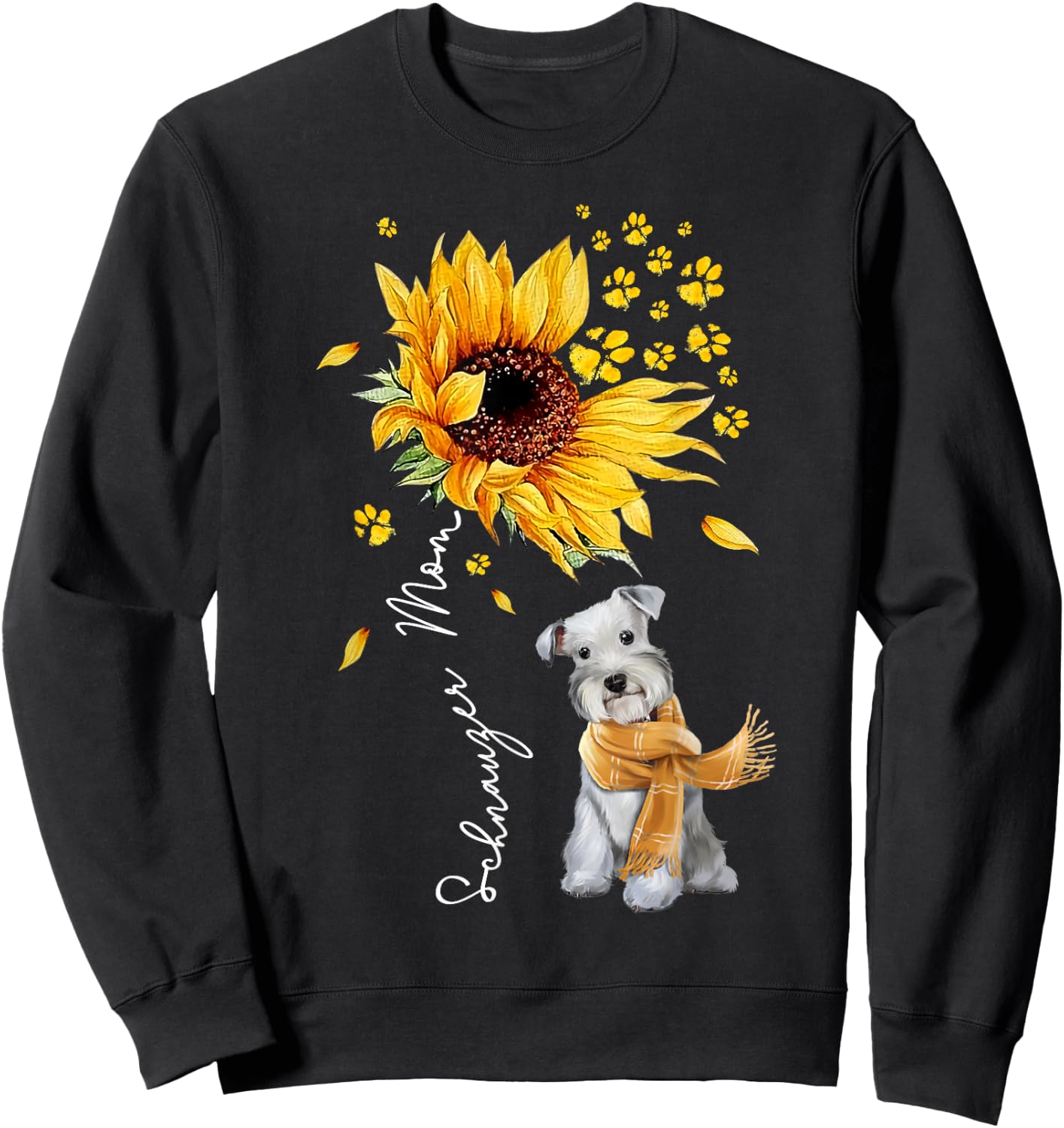 Sunflower Schnauzer Mom Dog Lover Gifts Sweatshirt - Sweatshirt | Black