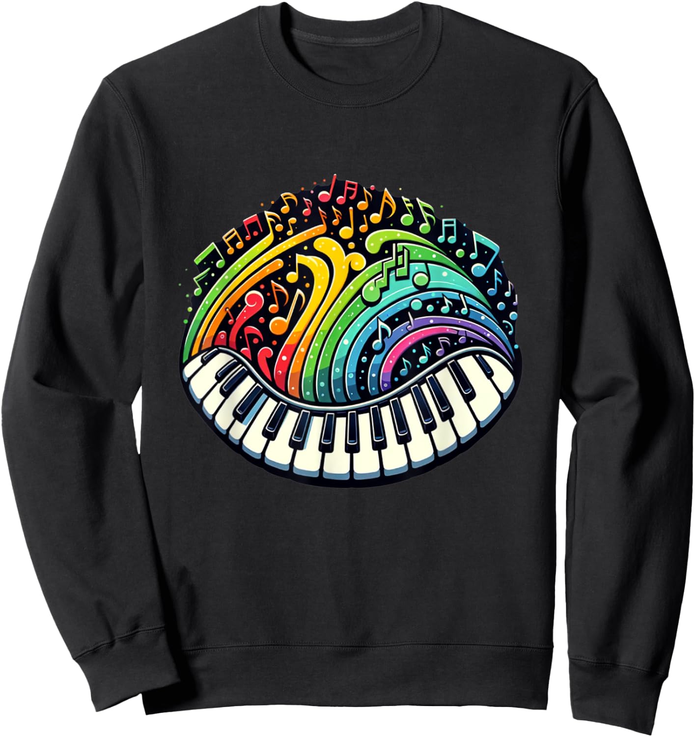 Cool Piano Colorful Keyboard Music Notes Musician Pianist Sweatshirt - Sweatshirt | Black