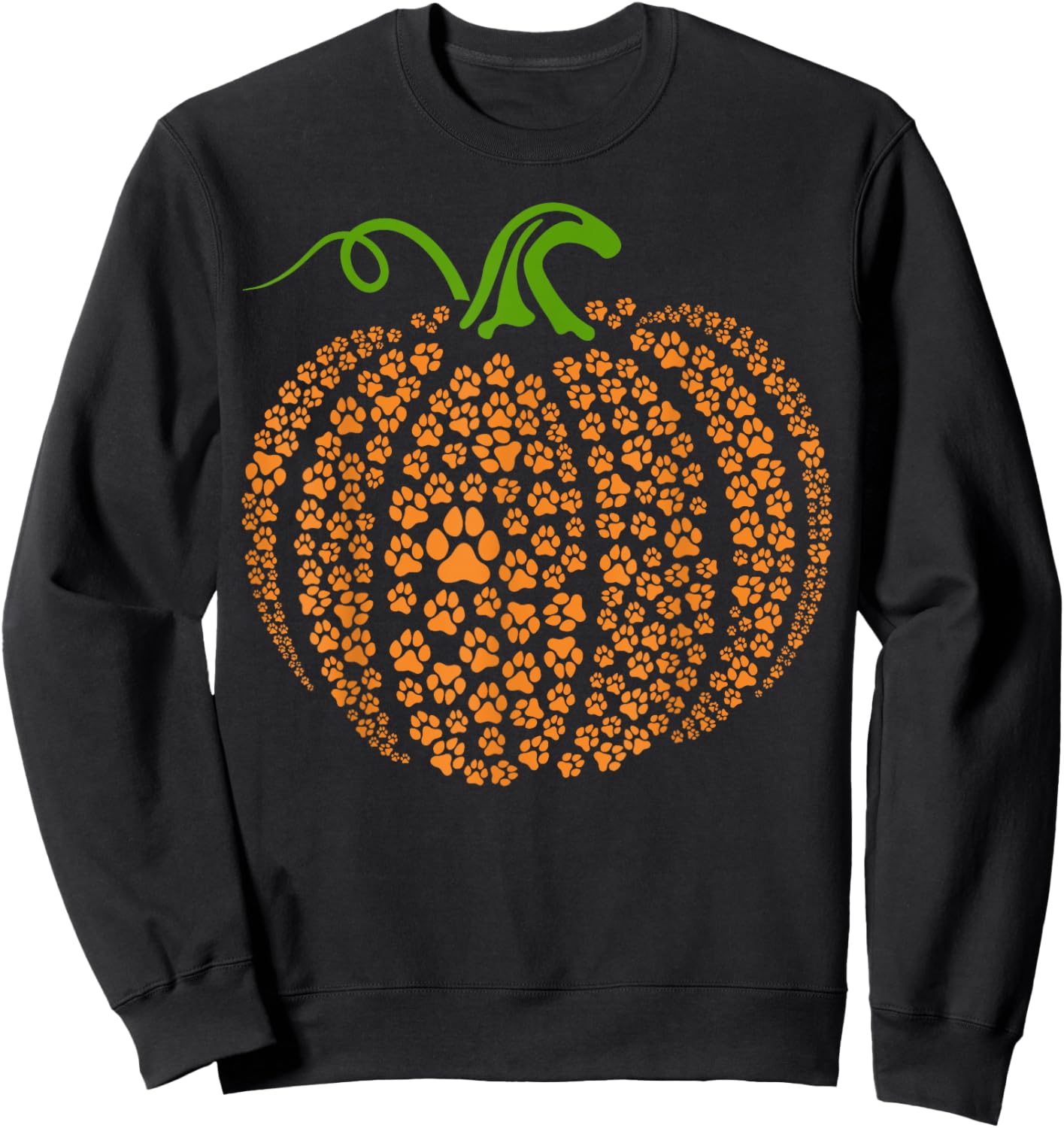 Dog Paw Print Pumpkin Autumn Fall Animal Lover Halloween Women Kids Sweatshirt - Sweatshirt | Black