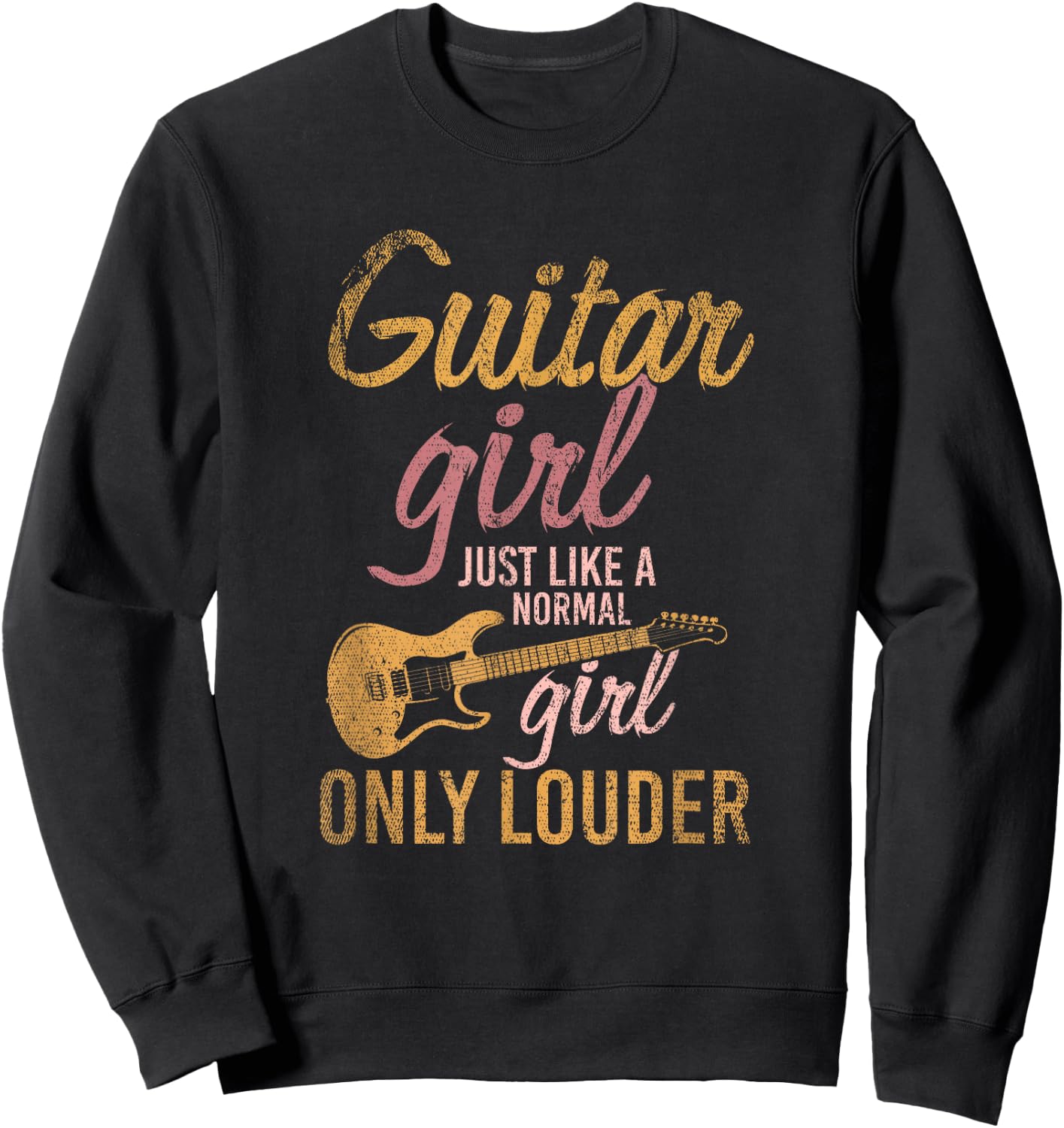 Girl's Gift Guitarist Music Guitar Sweatshirt - Sweatshirt | Black