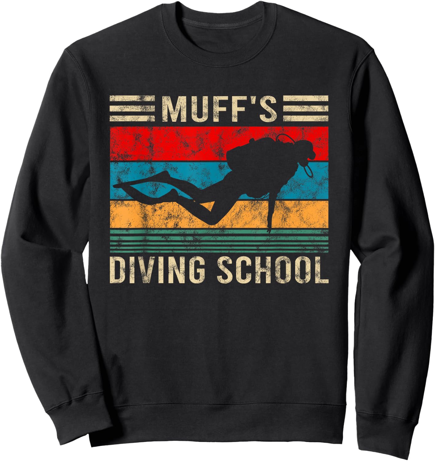 Muffs Diving School Funny Scuba Diver Gift Sweatshirt - Sweatshirt | Black