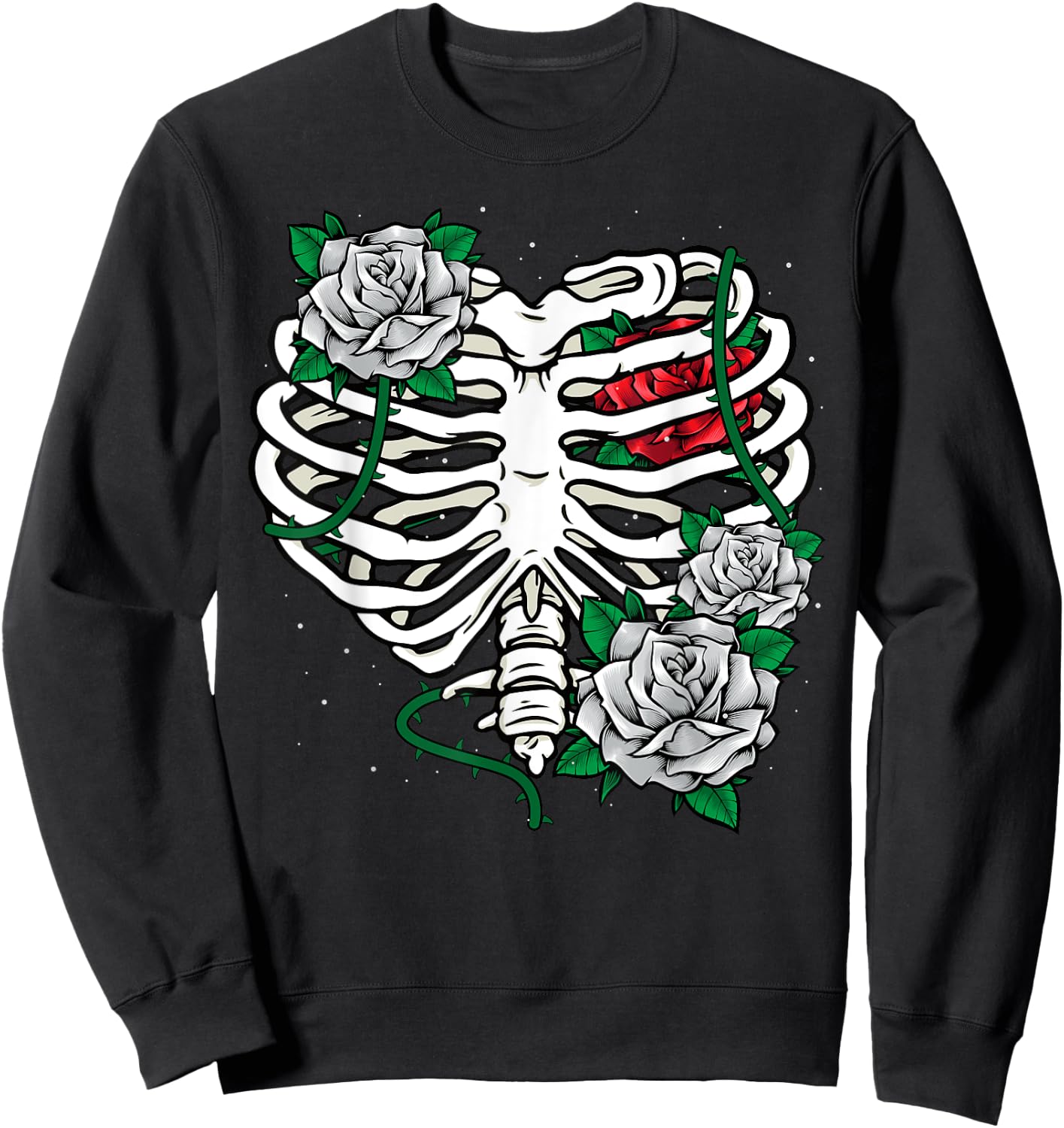 Skeleton Rib Cage With Flowers Halloween XRay Skeleton Candy Sweatshirt - Sweatshirt | Black