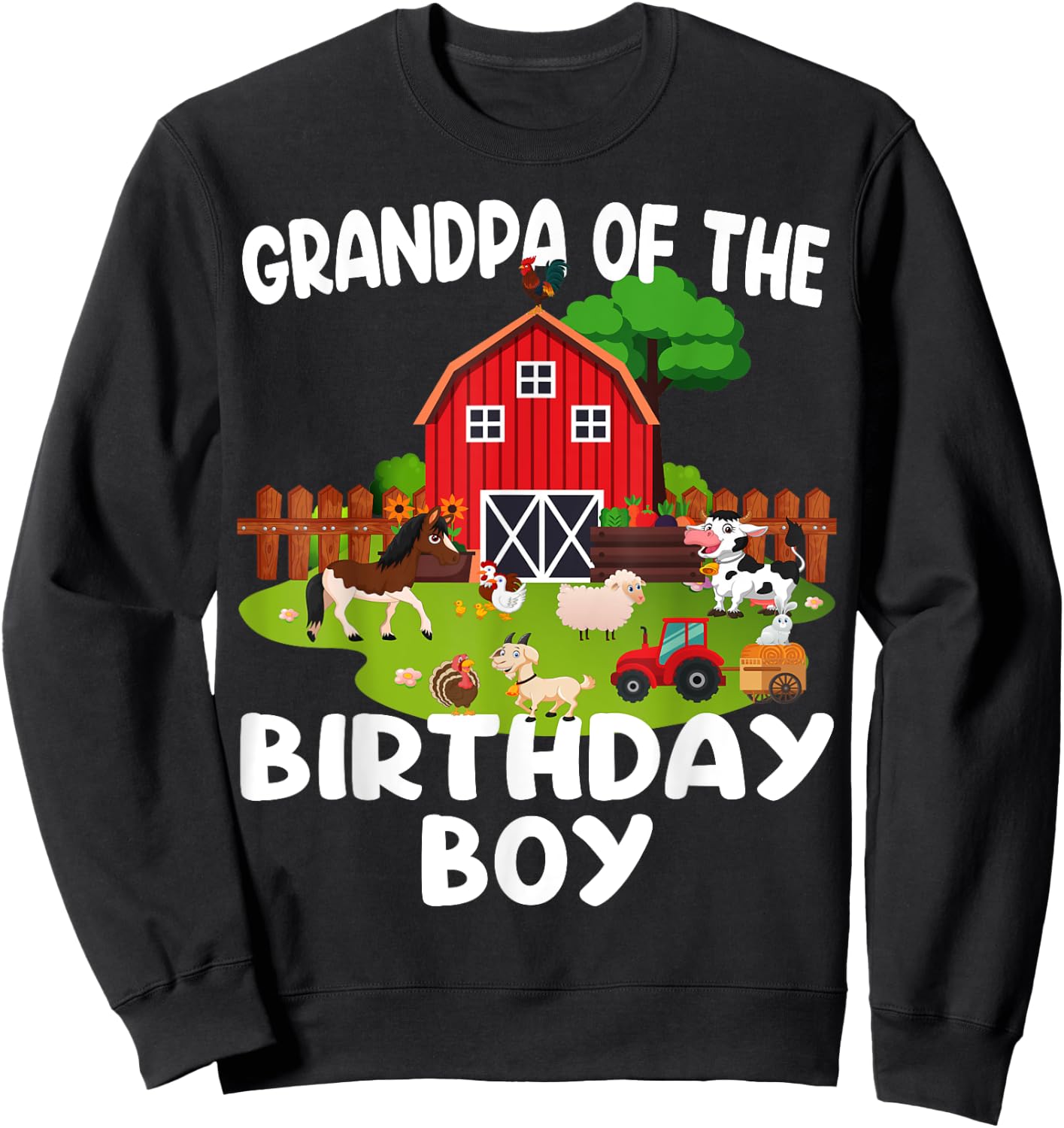Barnyard Birthday Farm Animals Grandpa Birthday Boy Sweatshirt - Sweatshirt | Black