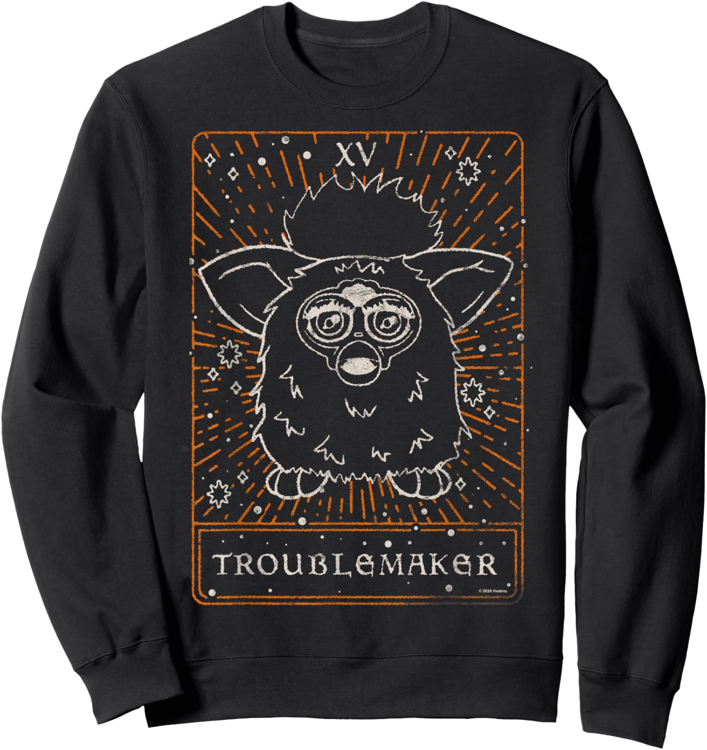 Furby Halloween Celestial Tarot Card Trouble Maker Outline Sweatshirt - Sweatshirt | Black