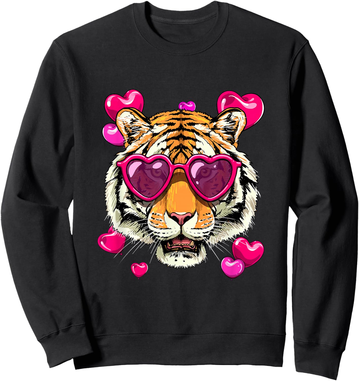 Bengal Tiger Shirt Valentines Tiger Animal Face Tiger Lover Sweatshirt - Sweatshirt | Black