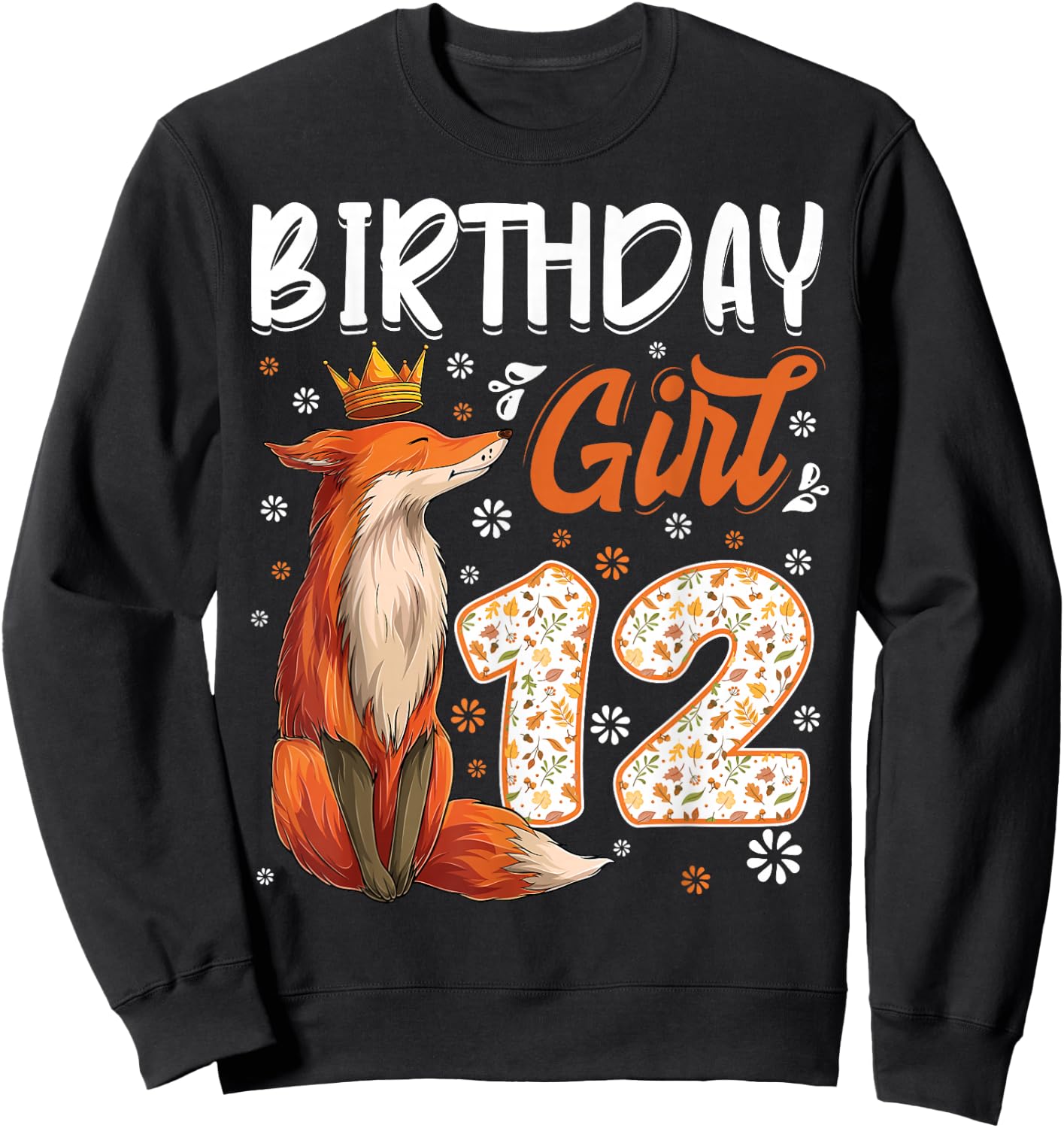 Fox Animal Lovers 12th Birthday Girl Fox B-day 12 year old Sweatshirt - Sweatshirt | Black