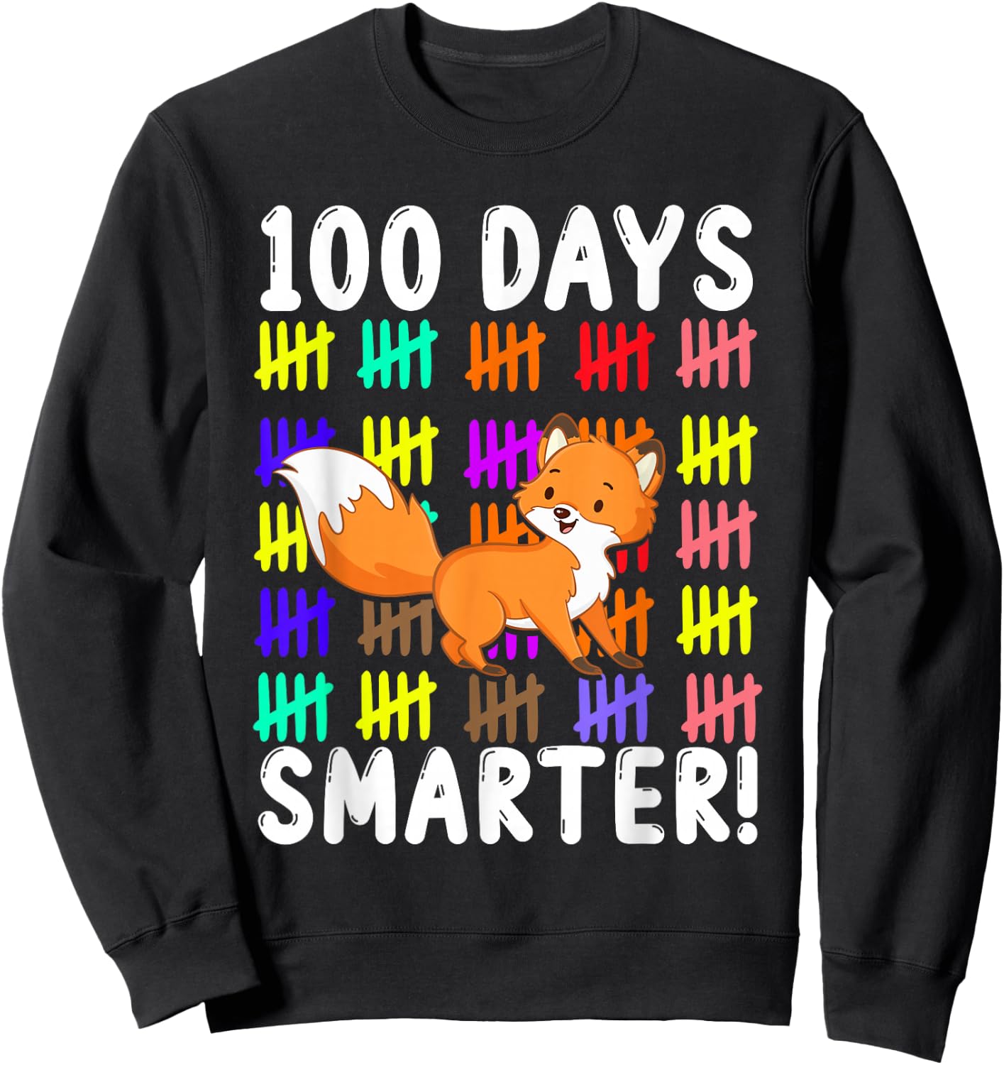Zoo Animal Cute Fox Student Kids Gift 100 Days Of School Sweatshirt - Sweatshirt | Black
