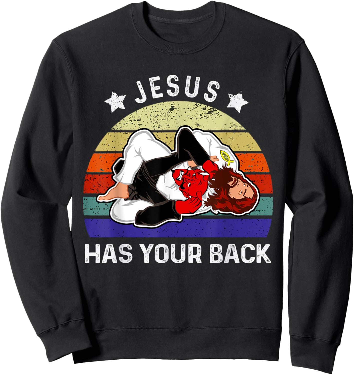 Brazilian Jiu Jitsu Jesus Jesus Has Your Back Sweatshirt - Sweatshirt | Black