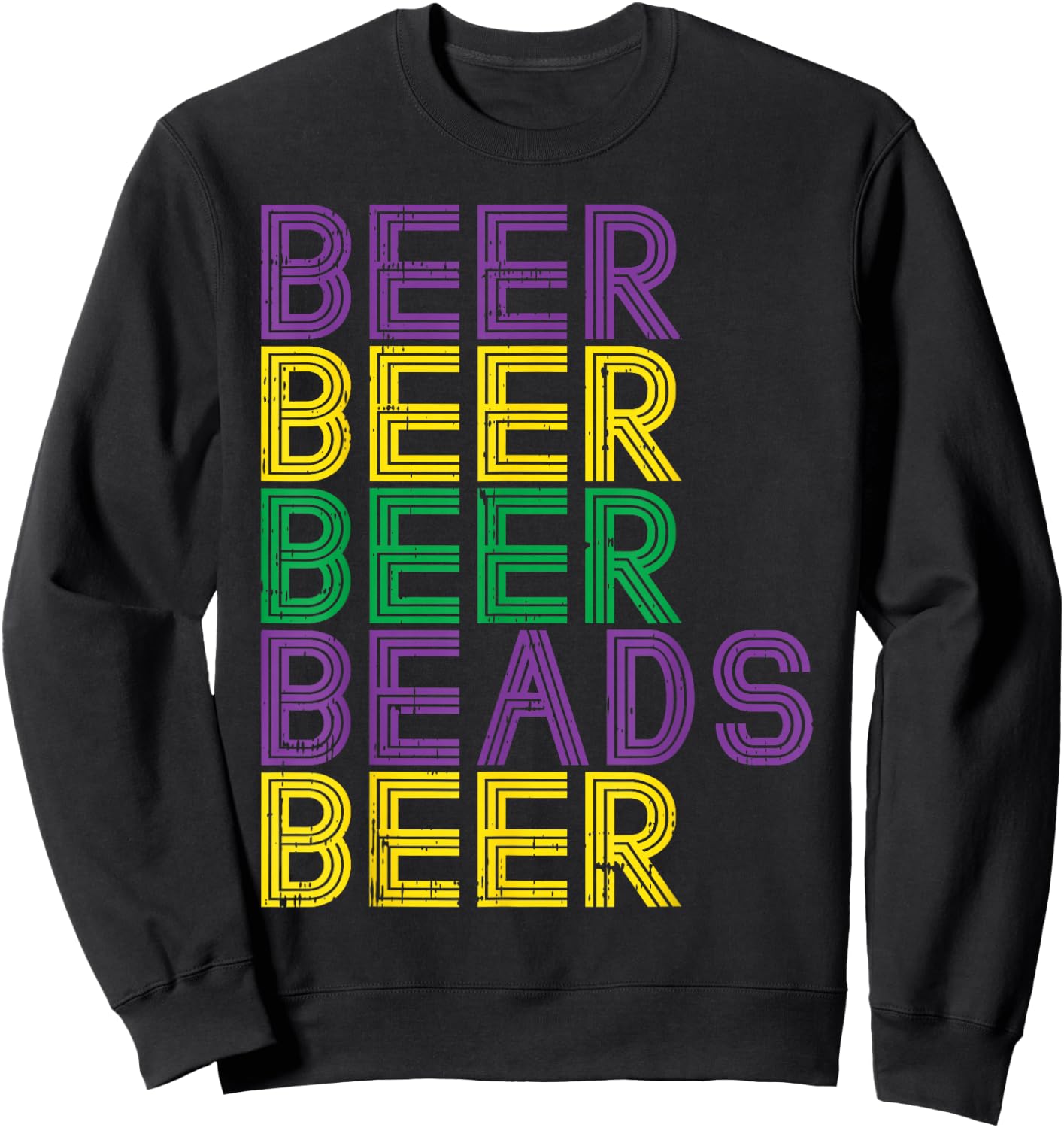 Retro Beer Beads Funny Mardi Gras Party Carnival Men Women Sweatshirt - Sweatshirt | Black