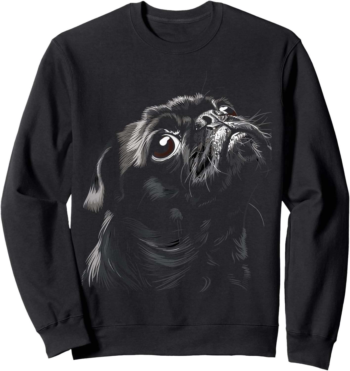 Pug for Dog Mom Dad Funny Cute Black Pug Men Women Kids Sweatshirt - Sweatshirt | Black