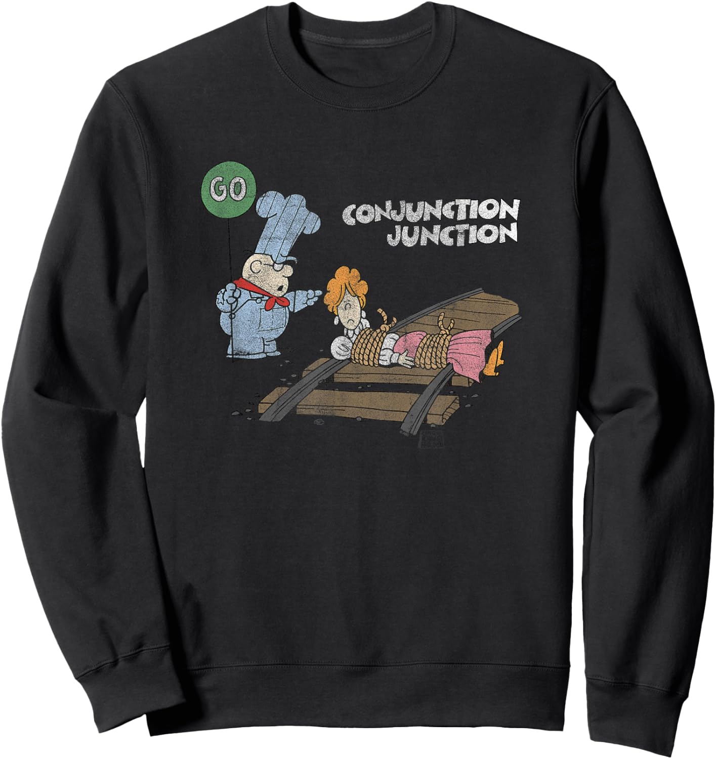 Schoolhouse Rock Conjunction Junction Railroad Vintage Sweatshirt - Sweatshirt | Black