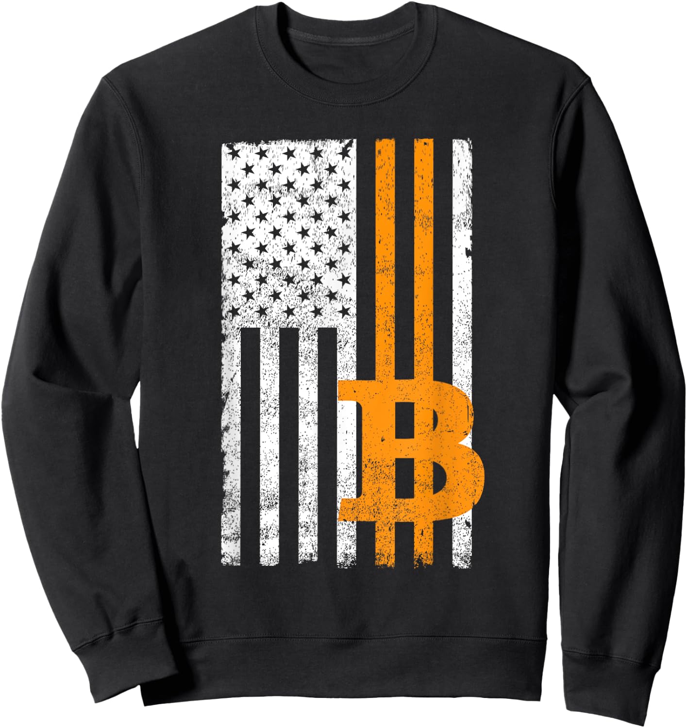 Vintage Bitcoin BTC USA Flag Crypto Currency Traders Bitcoin Men Sweatshirt - Sweatshirt | Black