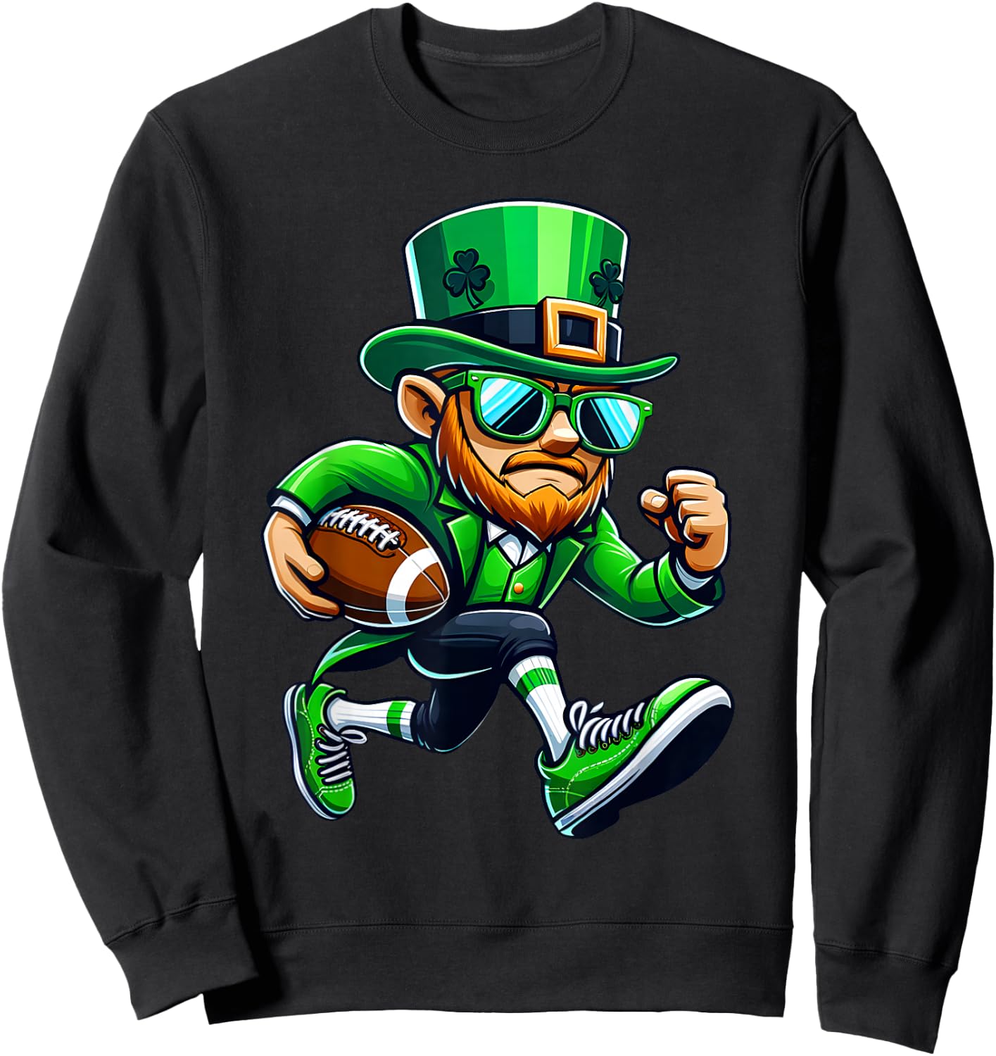 Leprechaun Playing Football St Patricks Day Sport Boys Sweatshirt - Sweatshirt | Black