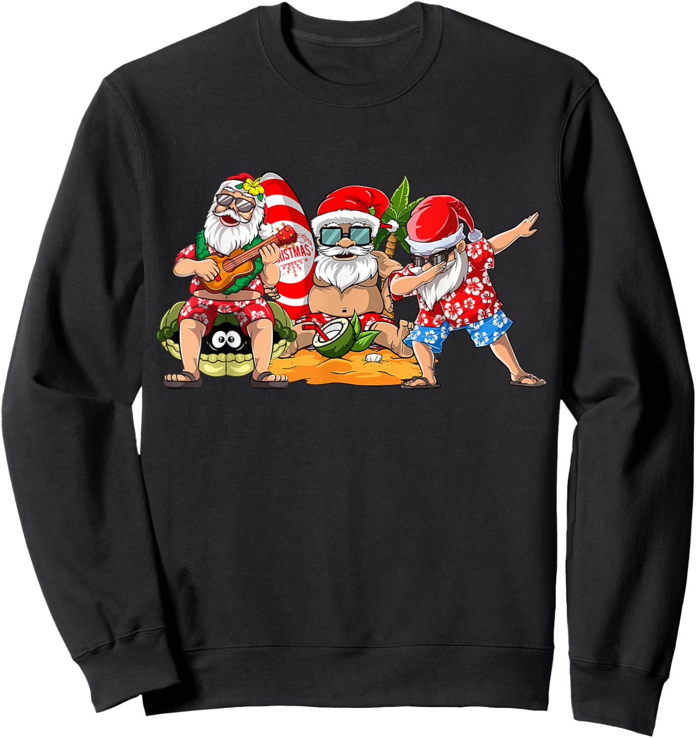 Hawaiian Three Gnomes Christmas In July Summer Vacation Men Sweatshirt - Sweatshirt | Black