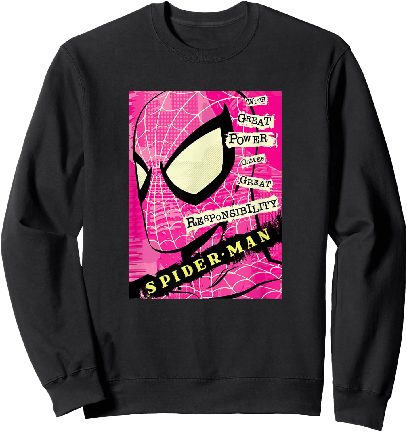 Marvel Spider-Man Great Power Great Responsibility Poster Sweatshirt - Sweatshirt | Black