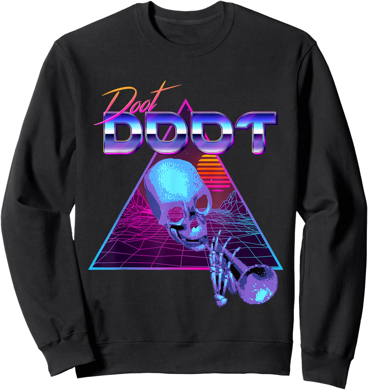 Doot Doot Mr Skeltal Synthwave Streetwear Sweatshirt - Sweatshirt | Black