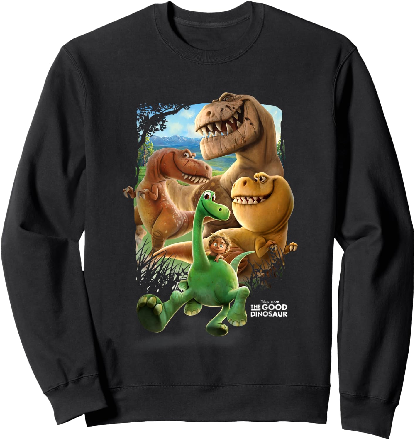 Disney Pixar The Good Dinosaur Main Characters Chest Poster Sweatshirt - Sweatshirt | Black