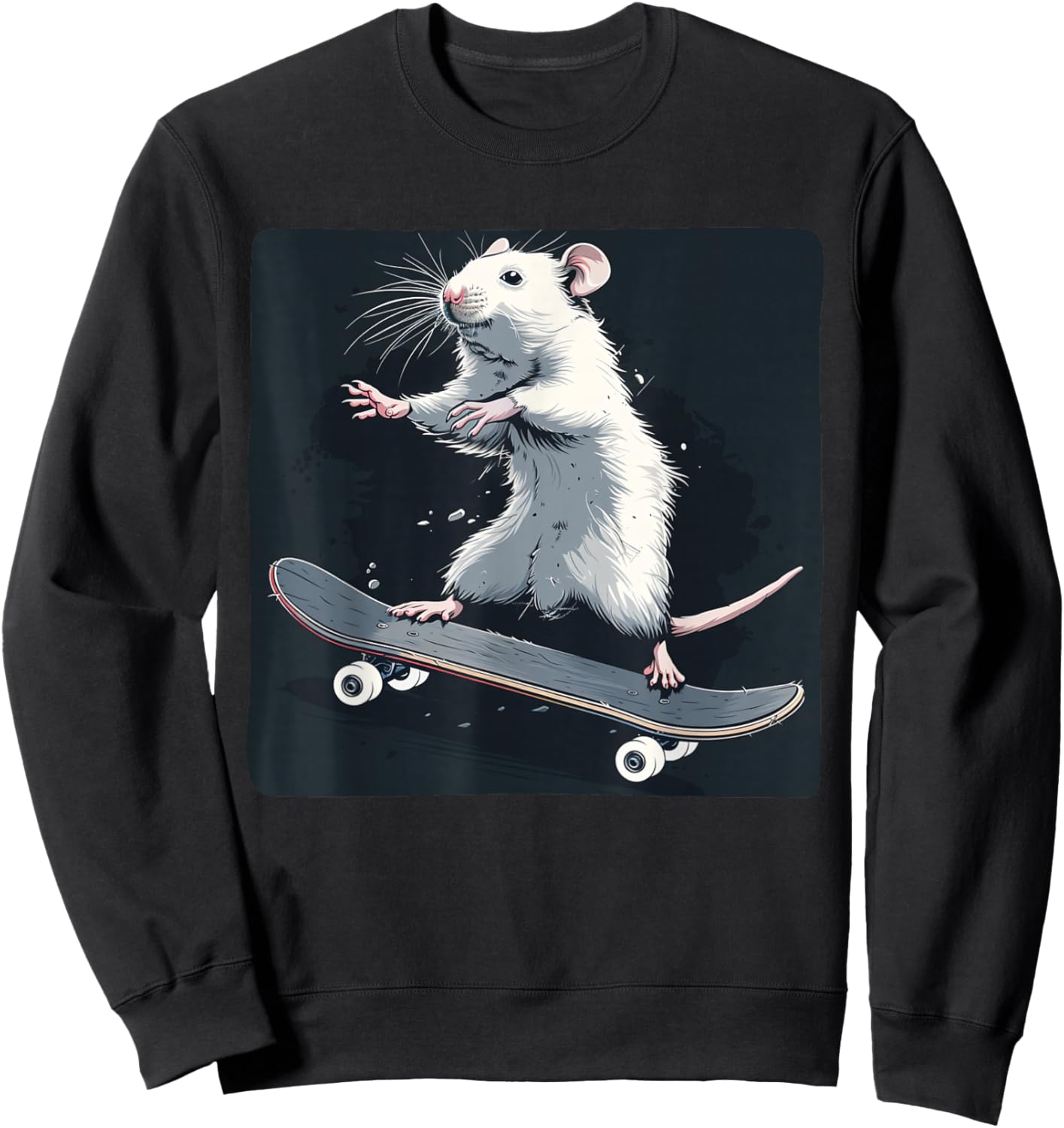 Pretty Skateboarding Rat Costume for Mouse and Rats Lovers Sweatshirt - Sweatshirt | Black