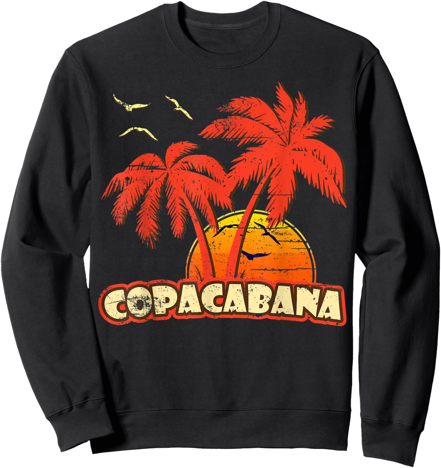 Copacabana Summer Palm Trees 80s Beach Sunset Men Women Kids Sweatshirt - Sweatshirt | Black