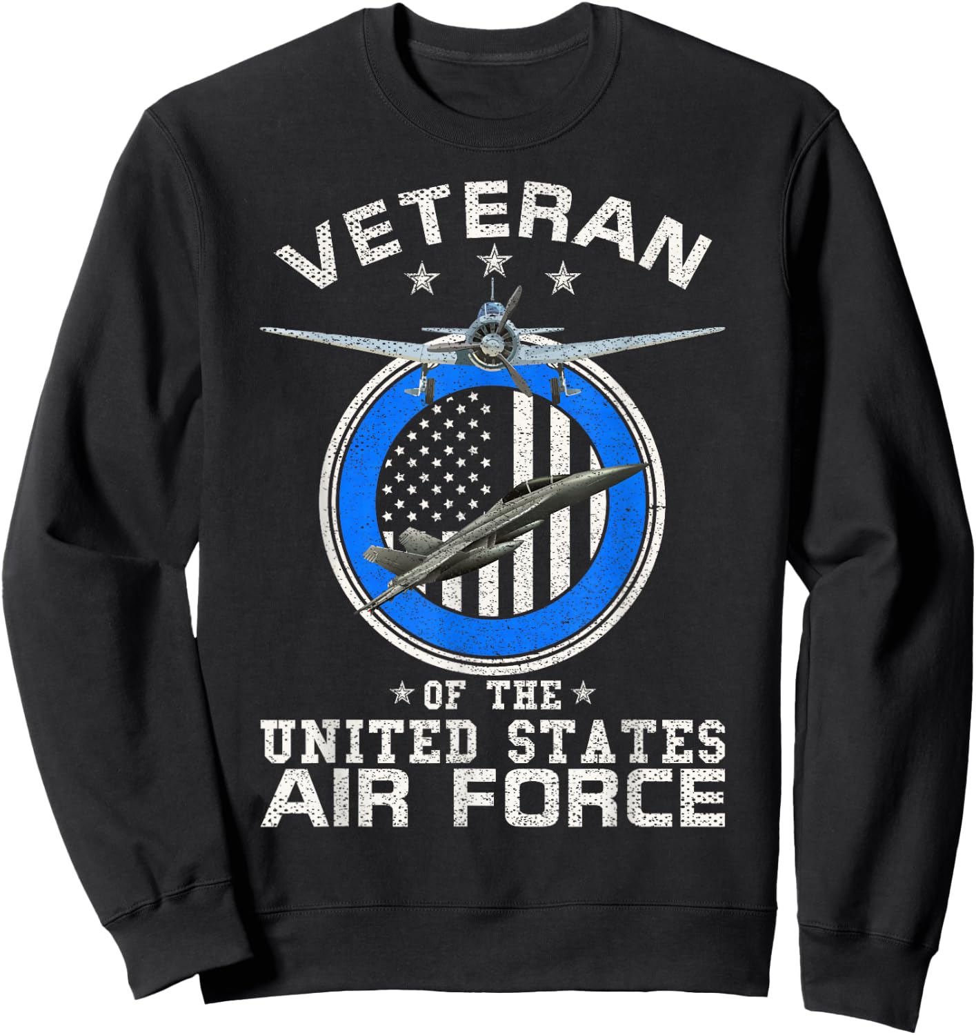 Vintage Veteran Of The United States Air Force U.S Military Sweatshirt - Sweatshirt | Black