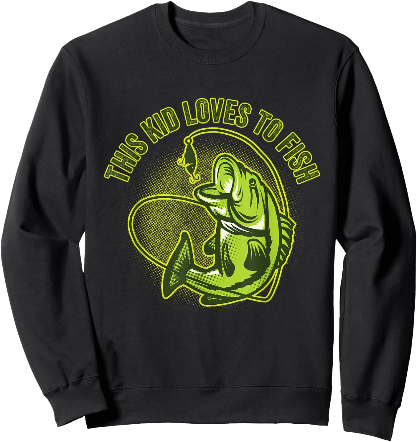 This Kid Loves To Fish Heart Fishing Gift Sweatshirt - Sweatshirt | Black