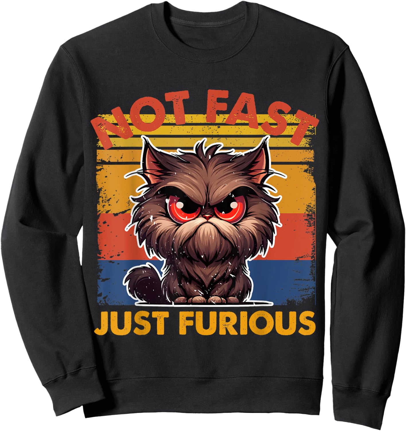 Feisty Cat Attitude – 'Not Fast, Just Furious' Cute Men Women Sweatshirt - Sweatshirt | Black