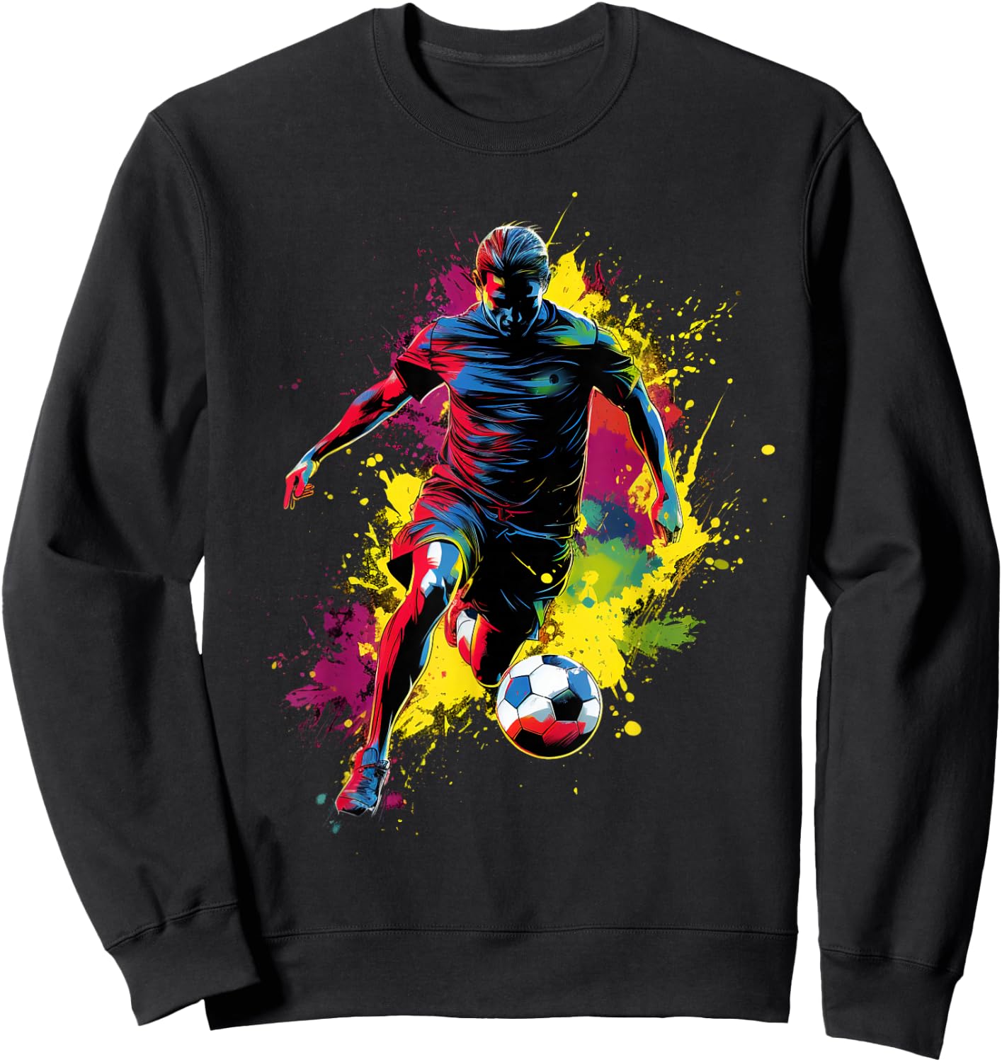 Colorful Soccer player Boy on Soccer Sweatshirt - Sweatshirt | Black