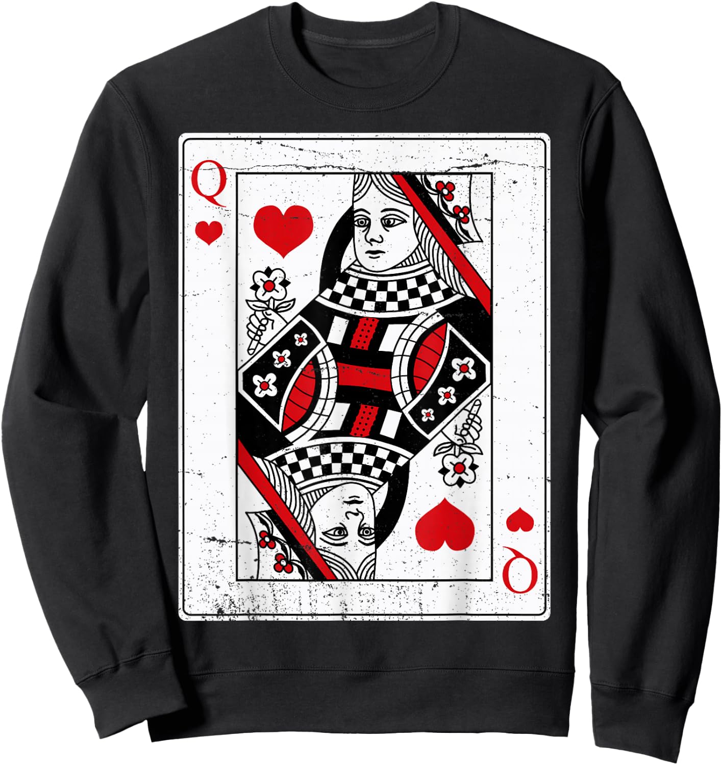 Queen Of Hearts Classic Card Game Icon Valentine Graphic Sweatshirt - Sweatshirt | Black