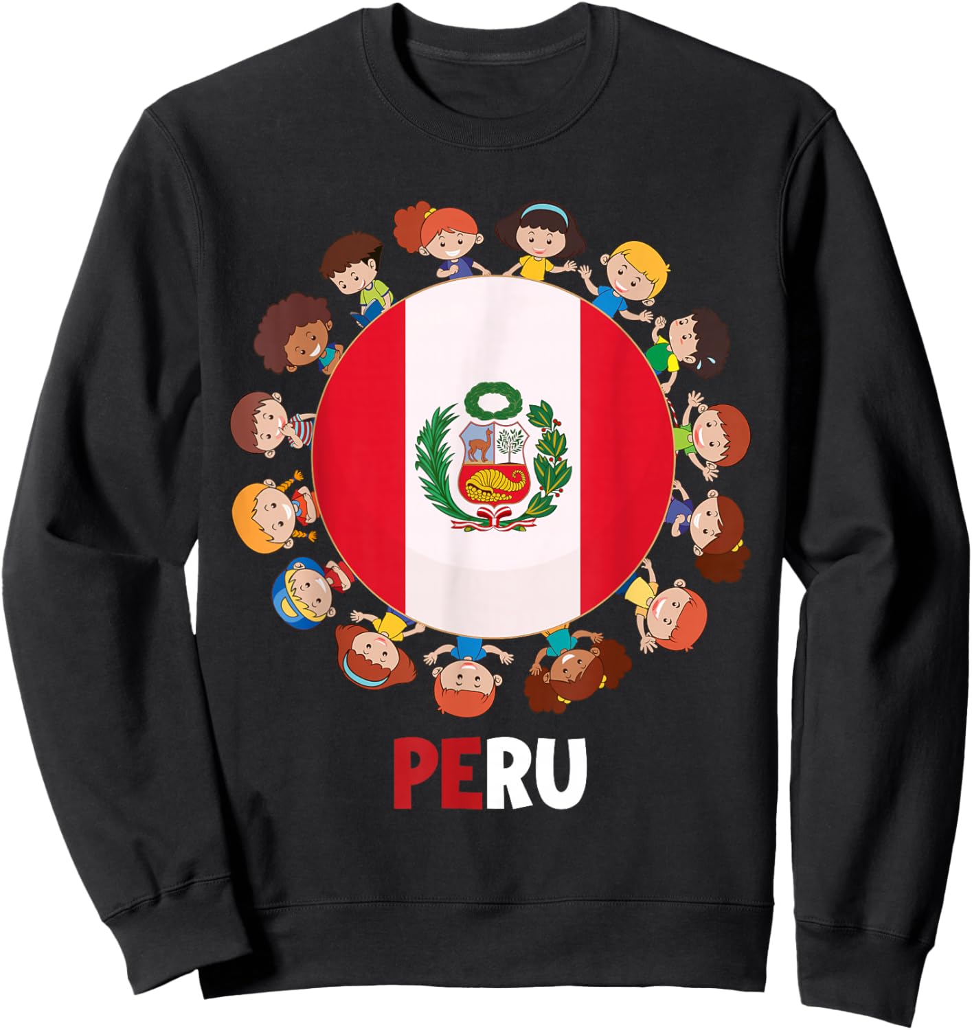 Peruvian Flag Hispanic Heritage Month Peru Kids Boys Girls Sweatshirt - Sweatshirt | Black