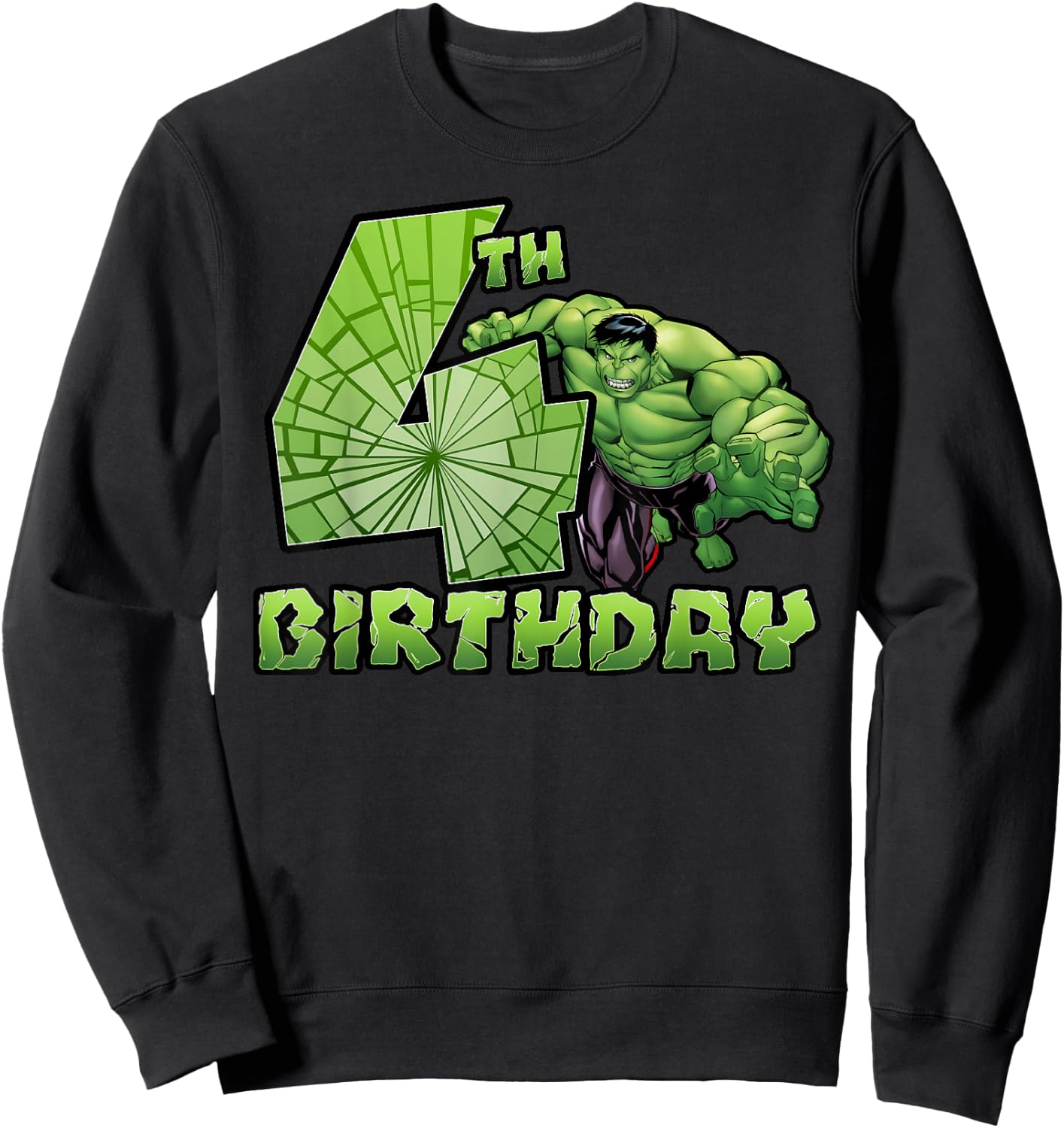 Marvel Avengers Hulk Smash 4th Birthday Sweatshirt - Sweatshirt | Black